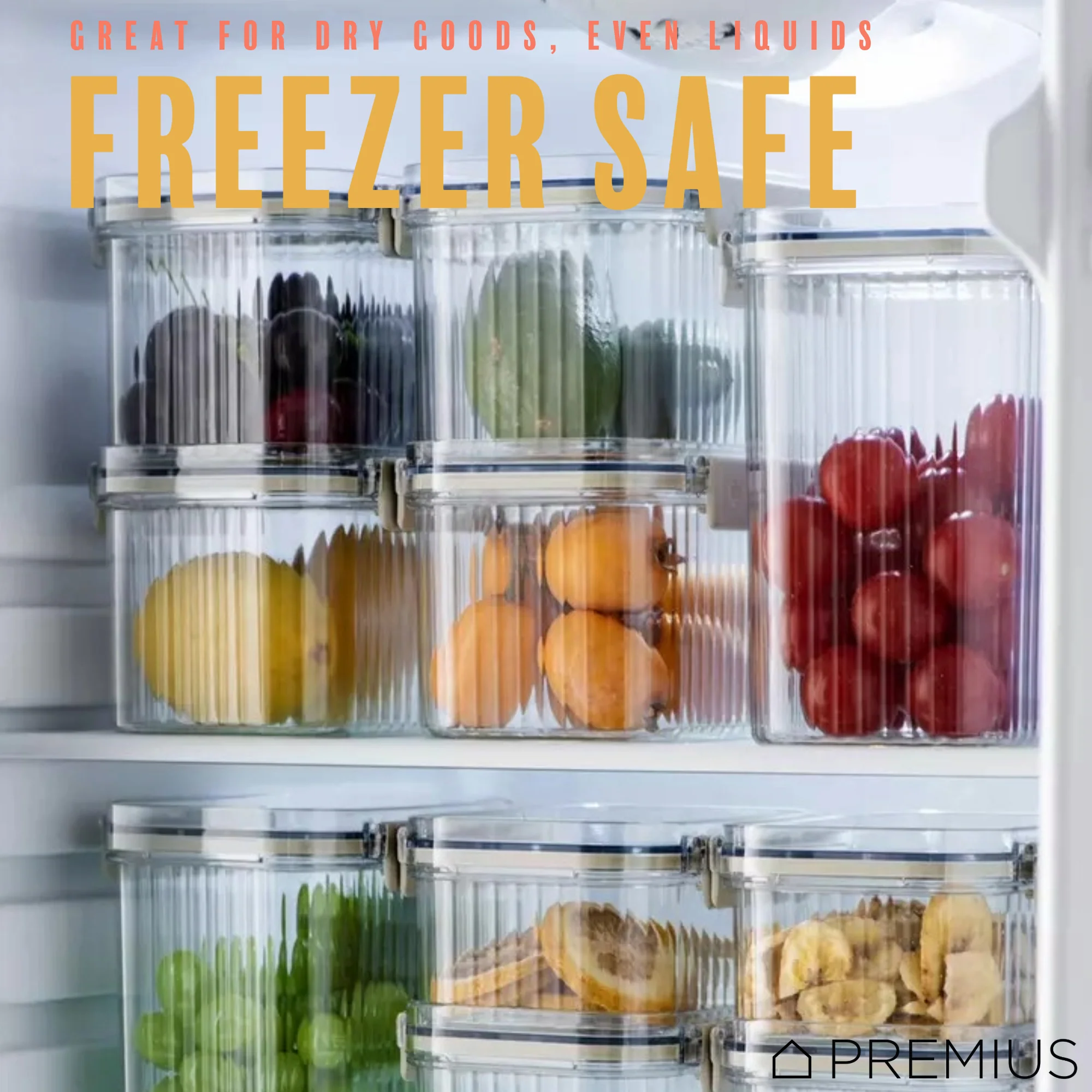 PREMIUS Plastic Food Storage Container, Rectangle, Clear-Natural - Image 14
