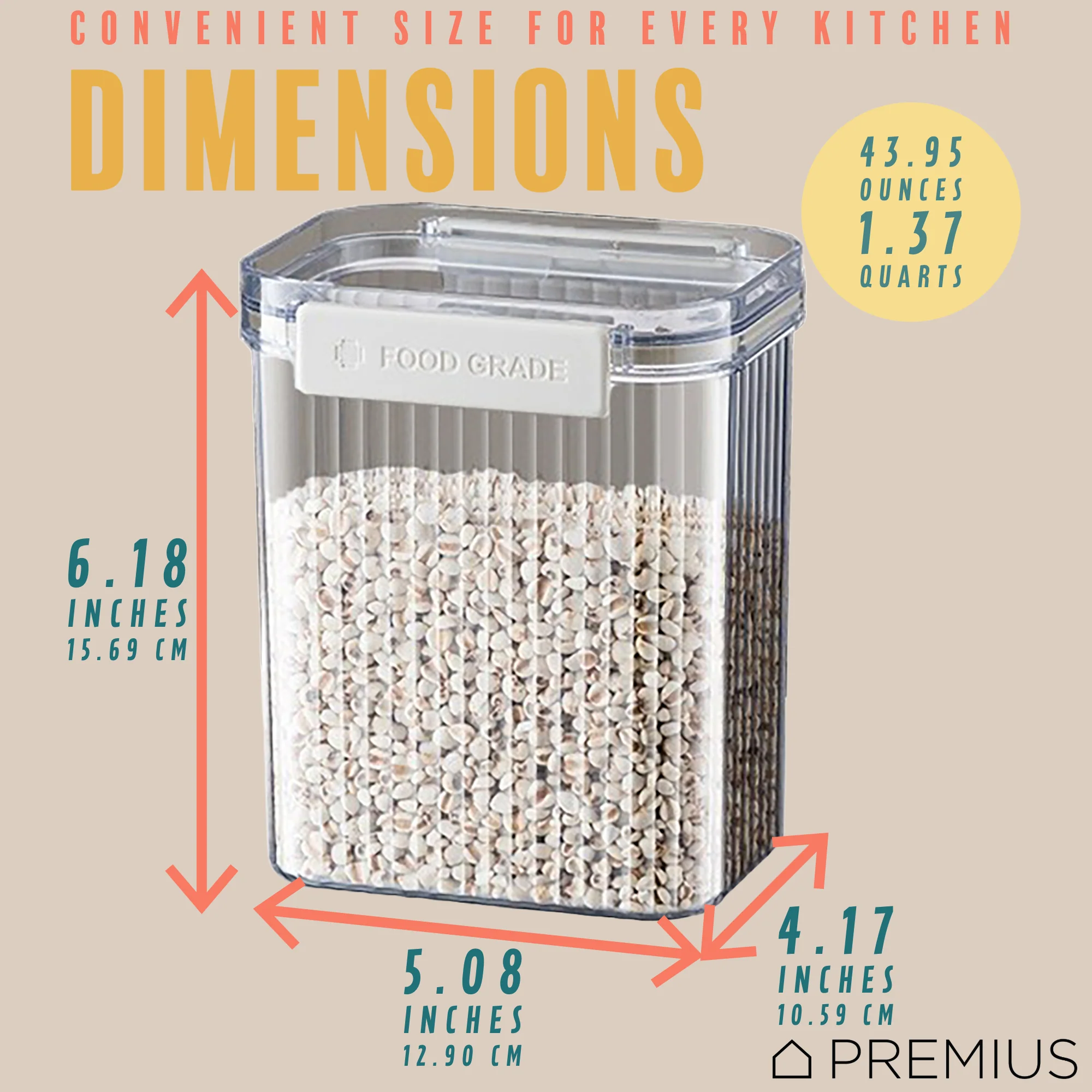 PREMIUS Plastic Food Storage Container, Rectangle, Clear-Natural - Image 16