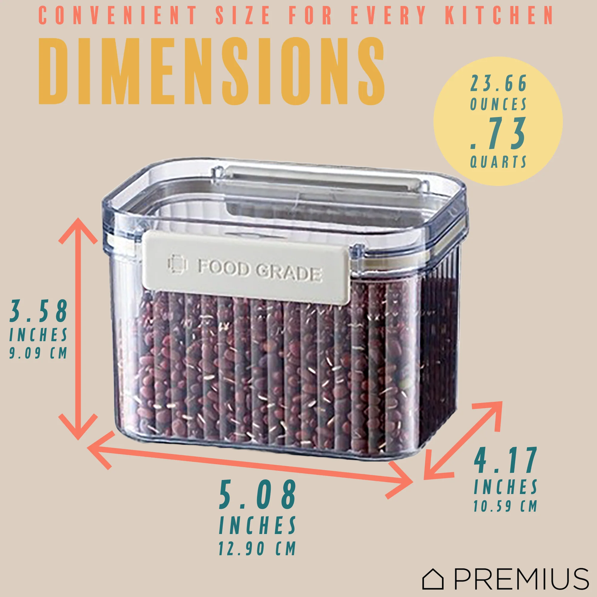 PREMIUS Plastic Food Storage Container, Rectangle, Clear-Natural - Image 25
