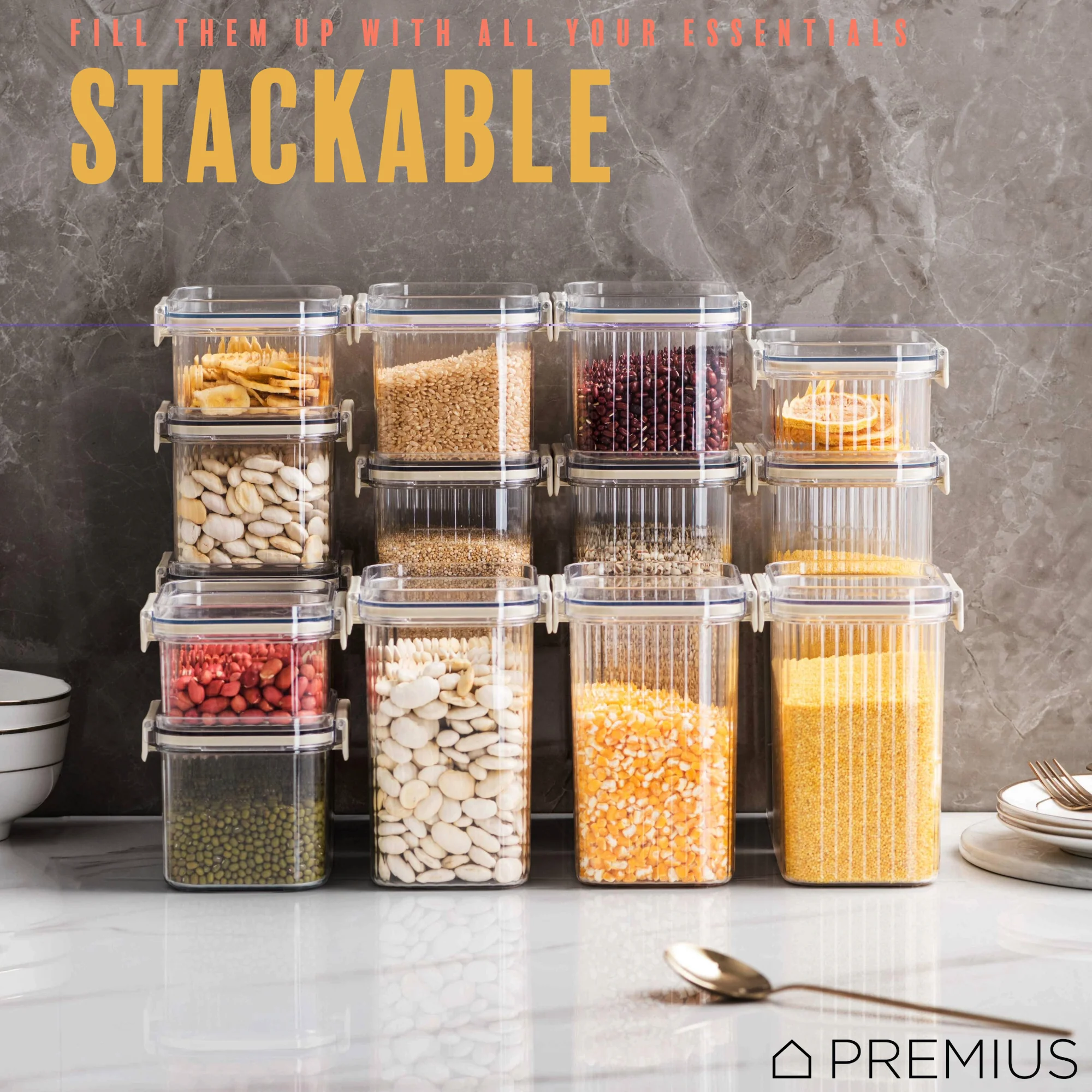 PREMIUS Plastic Food Storage Container, Rectangle, Clear-Natural - Image 31