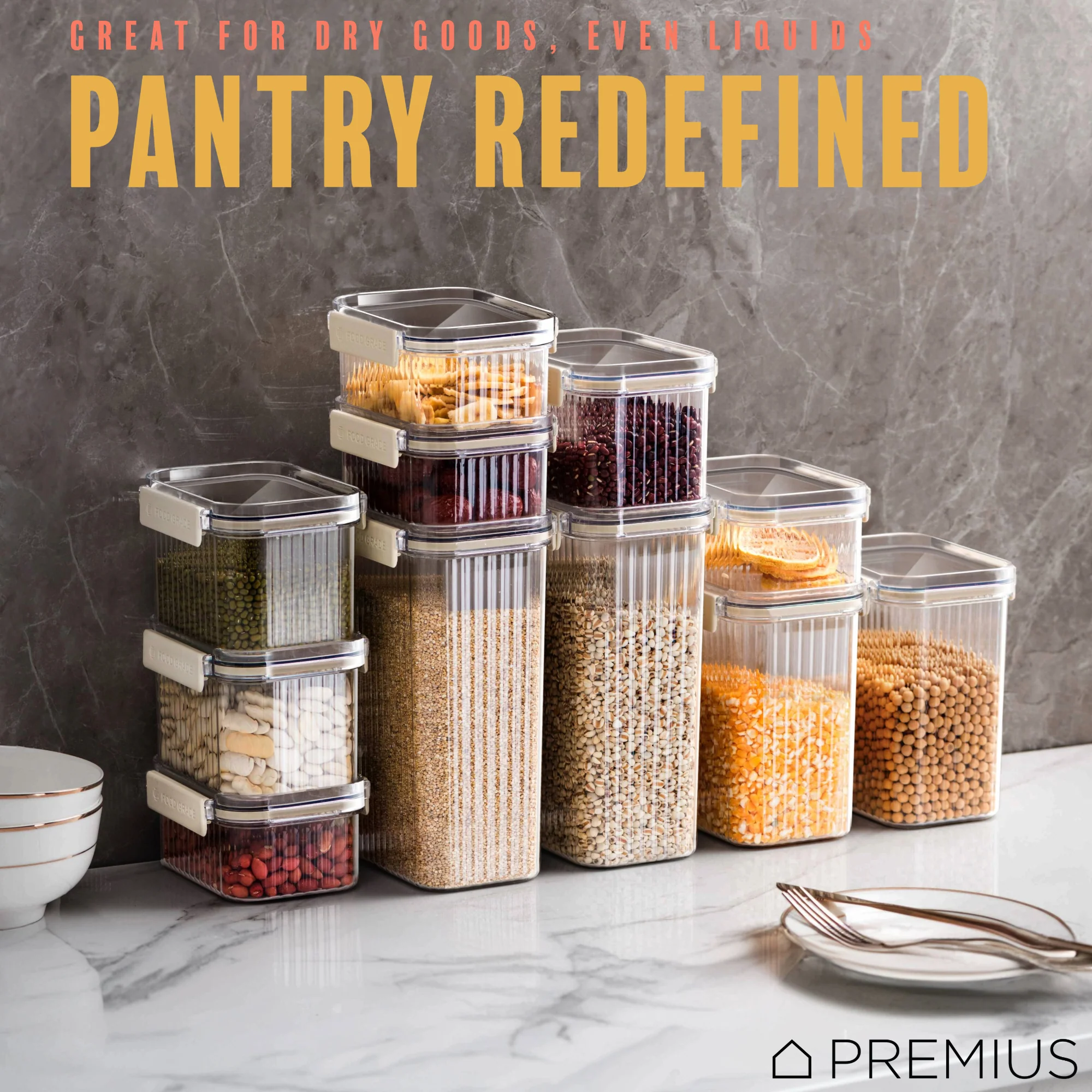 PREMIUS Plastic Food Storage Container, Rectangle, Clear-Natural - Image 33