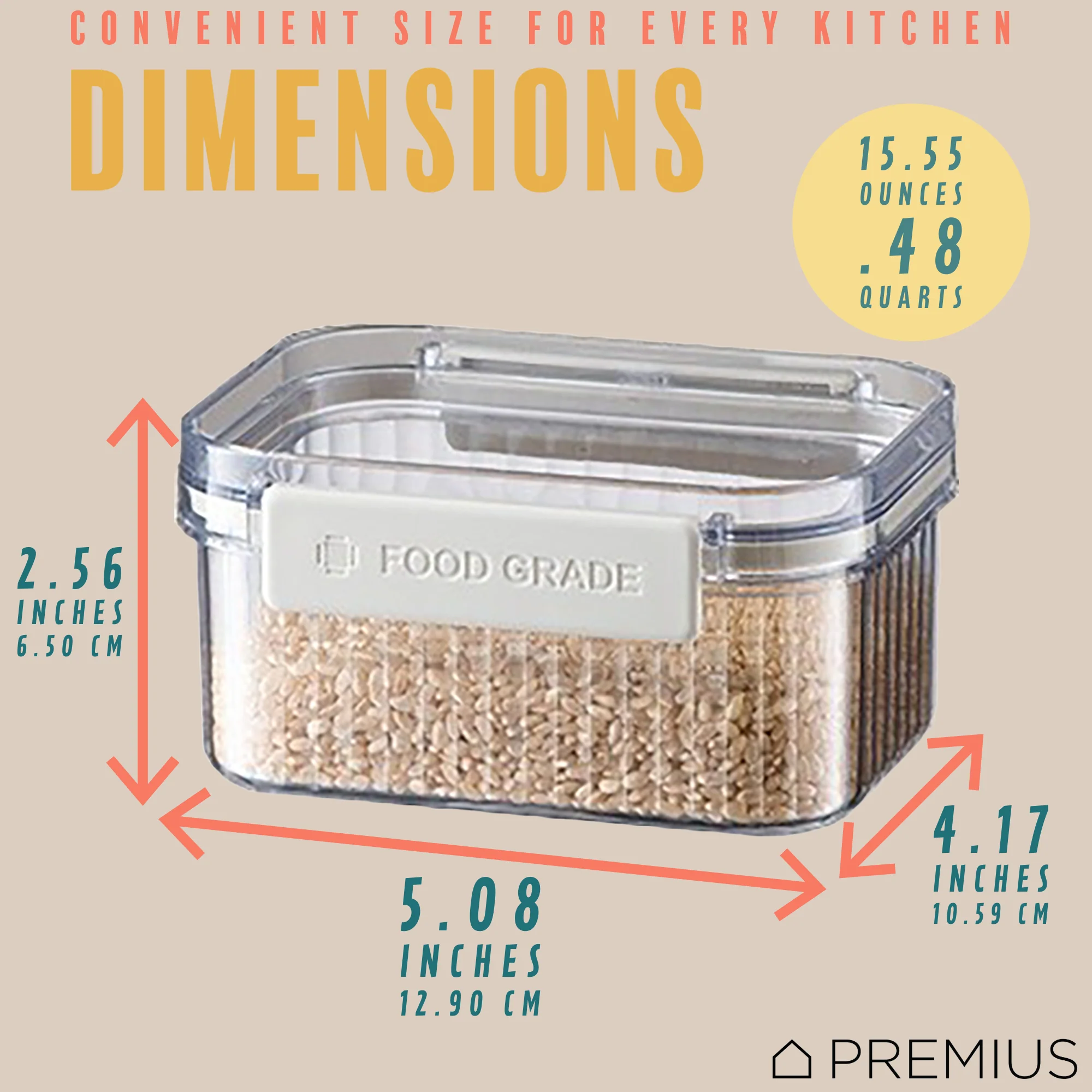 PREMIUS Plastic Food Storage Container, Rectangle, Clear-Natural - Image 34