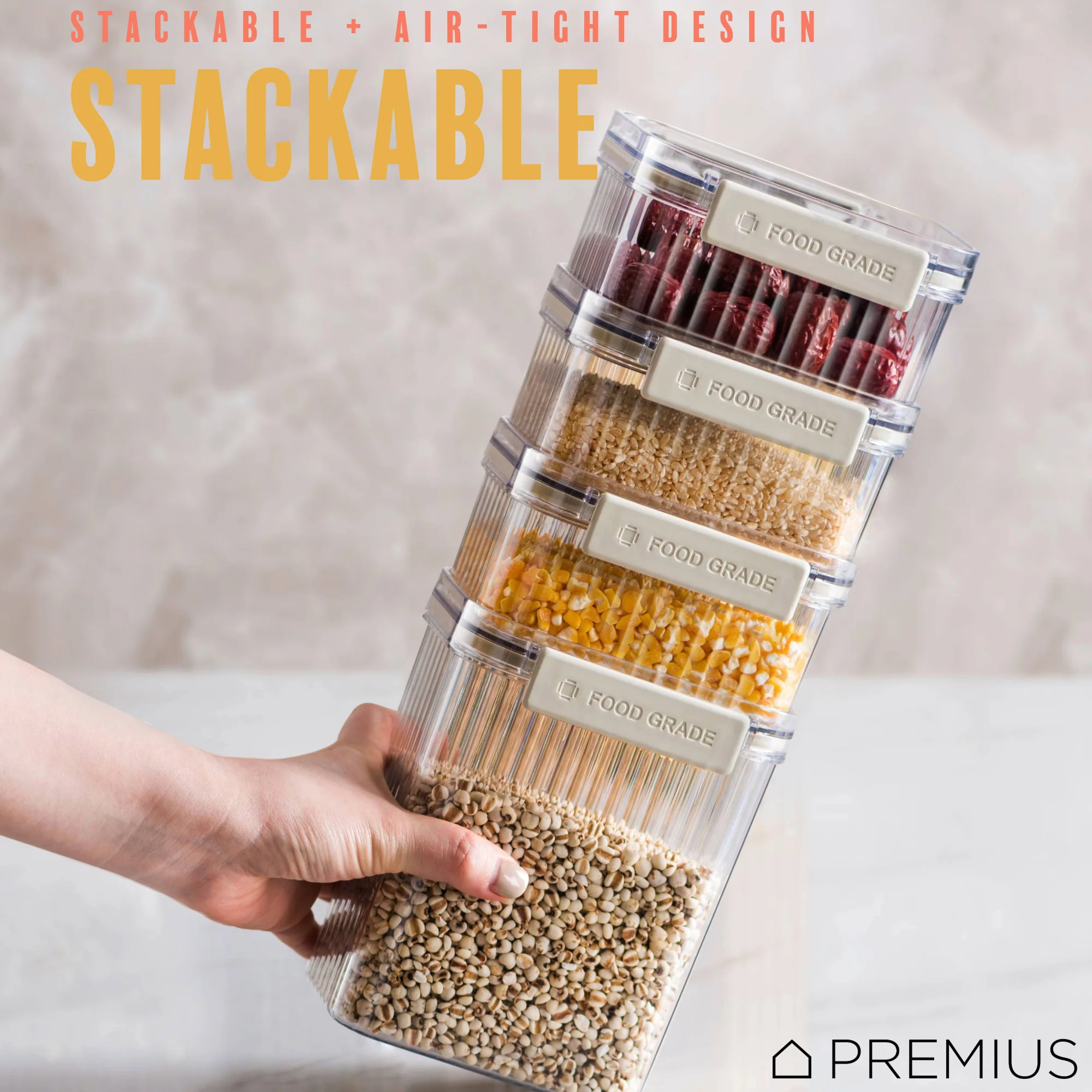 PREMIUS Plastic Food Storage Container, Rectangle, Clear-Natural - Image 8