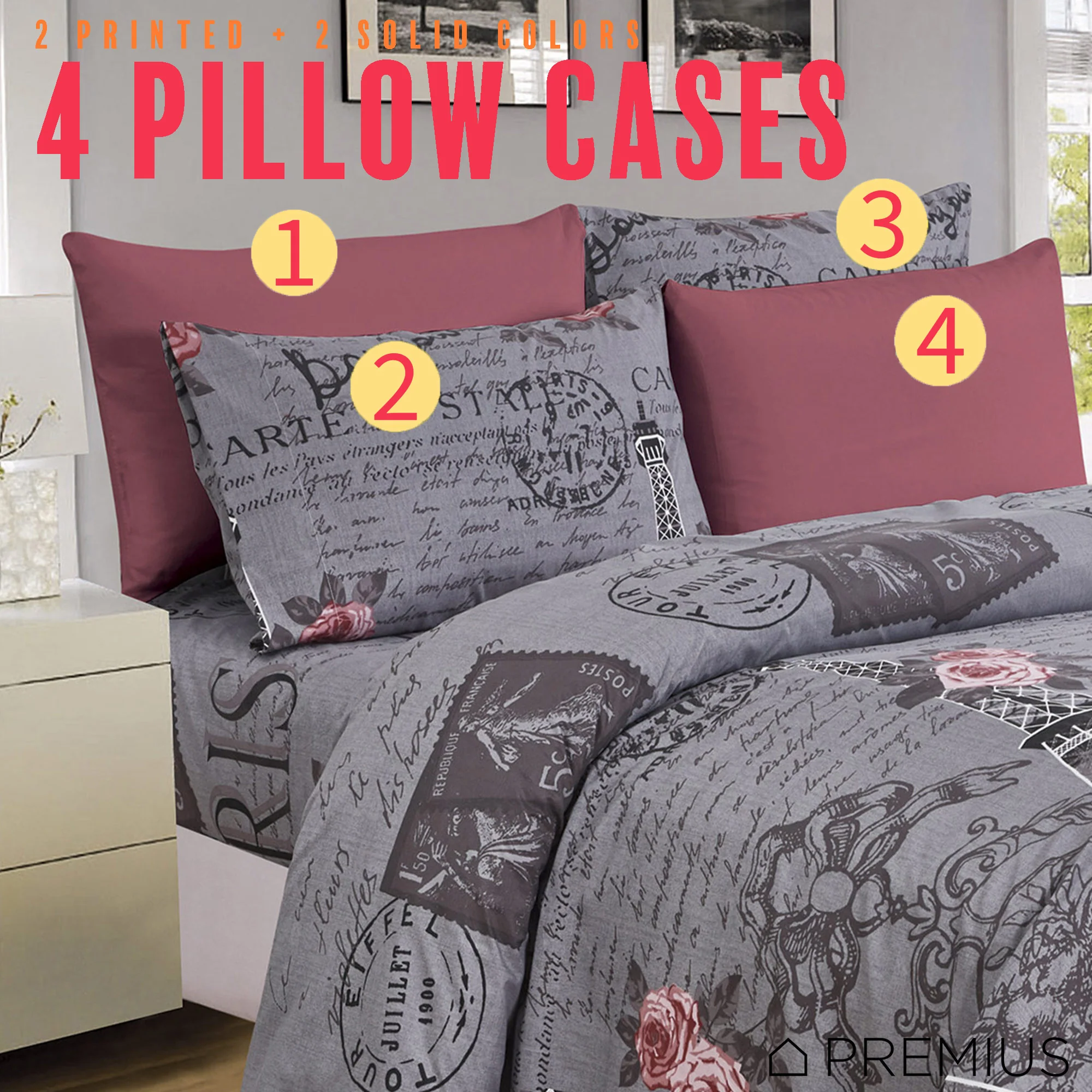 PREMIUS Premium Bonjour 4 & 6 Piece Microfiber Printed Wrinkle-Free Sheet Set - Image 4