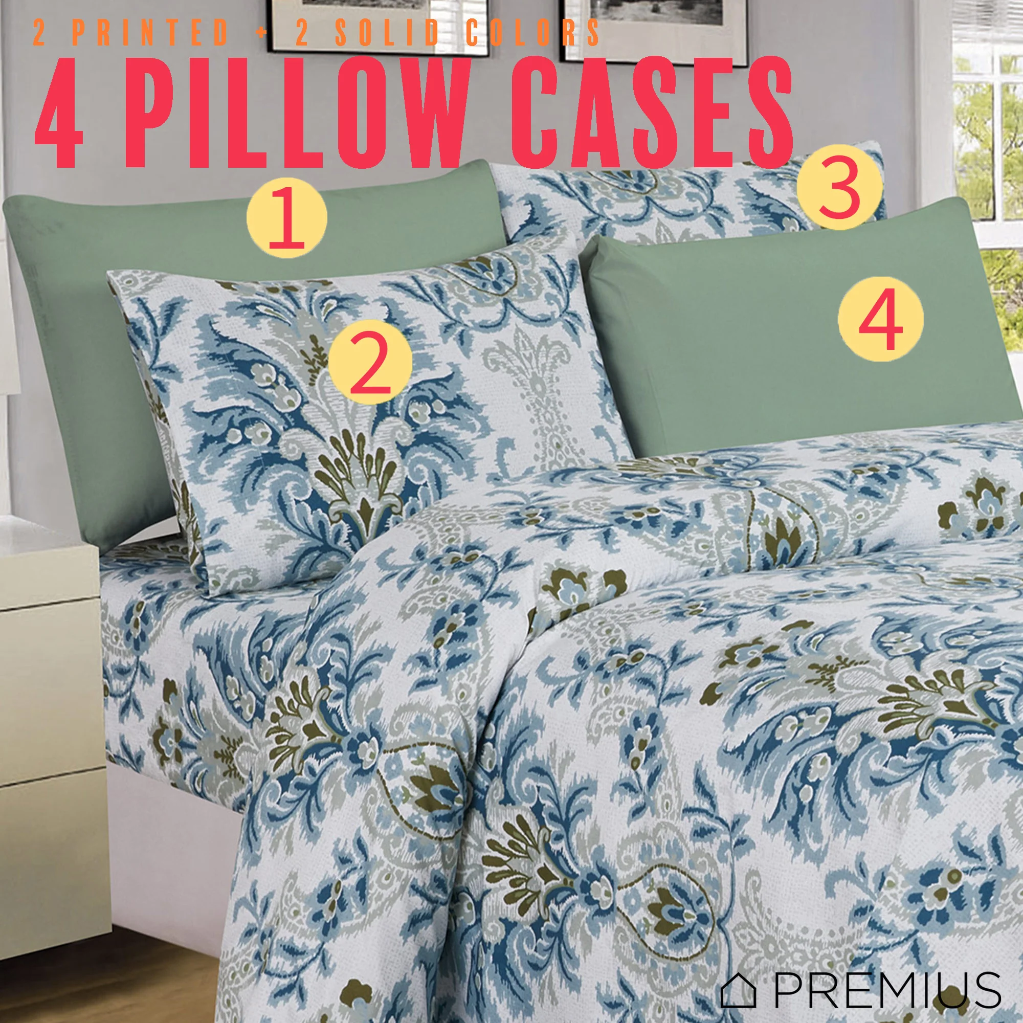 PREMIUS Premium French Flourish 4 & 6 Piece Microfiber Printed Wrinkle-Free Sheet Set - Image 10