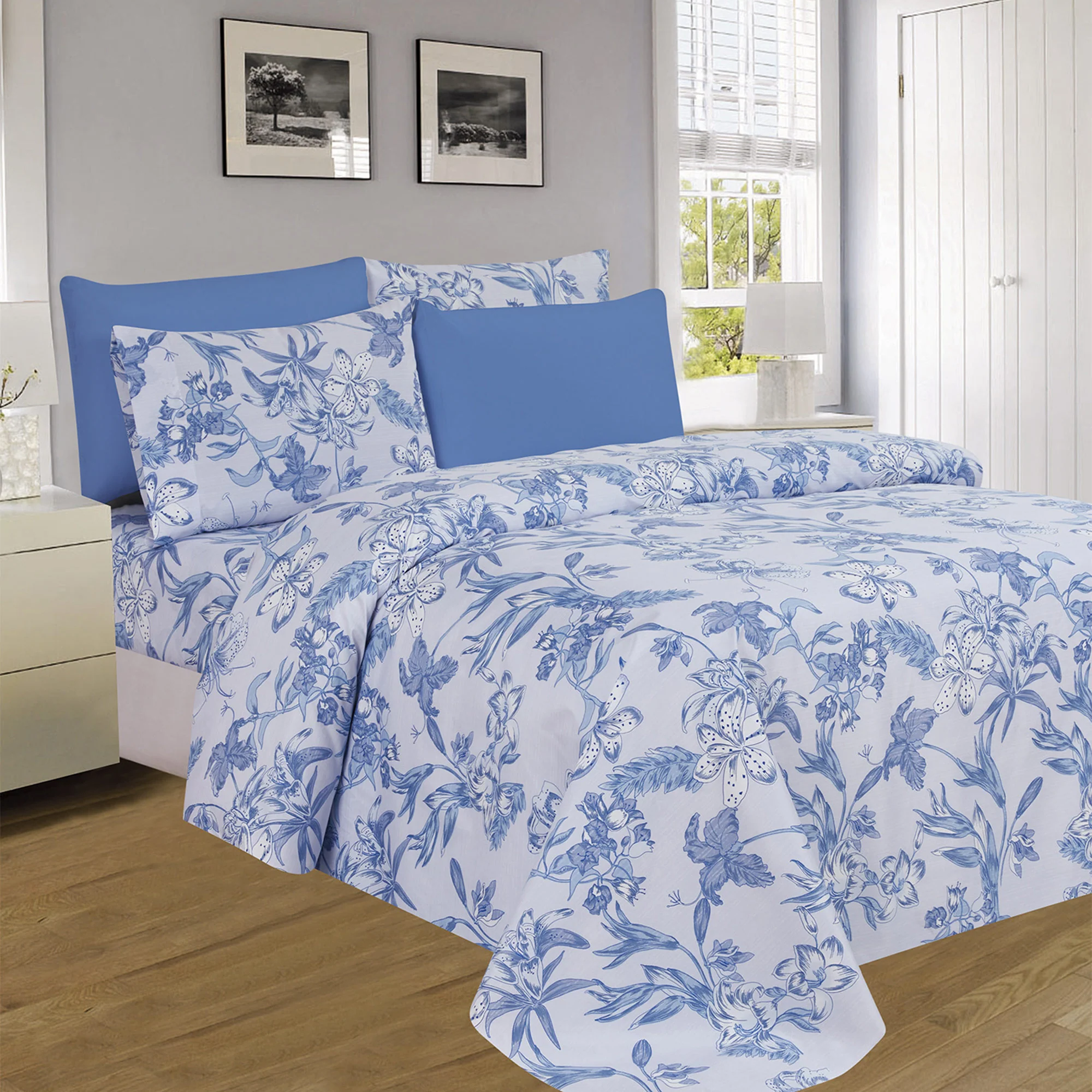 PREMIUS Premium Lilly 4 & 6 Piece Microfiber Printed Wrinkle-Free Sheet Set - Image 5