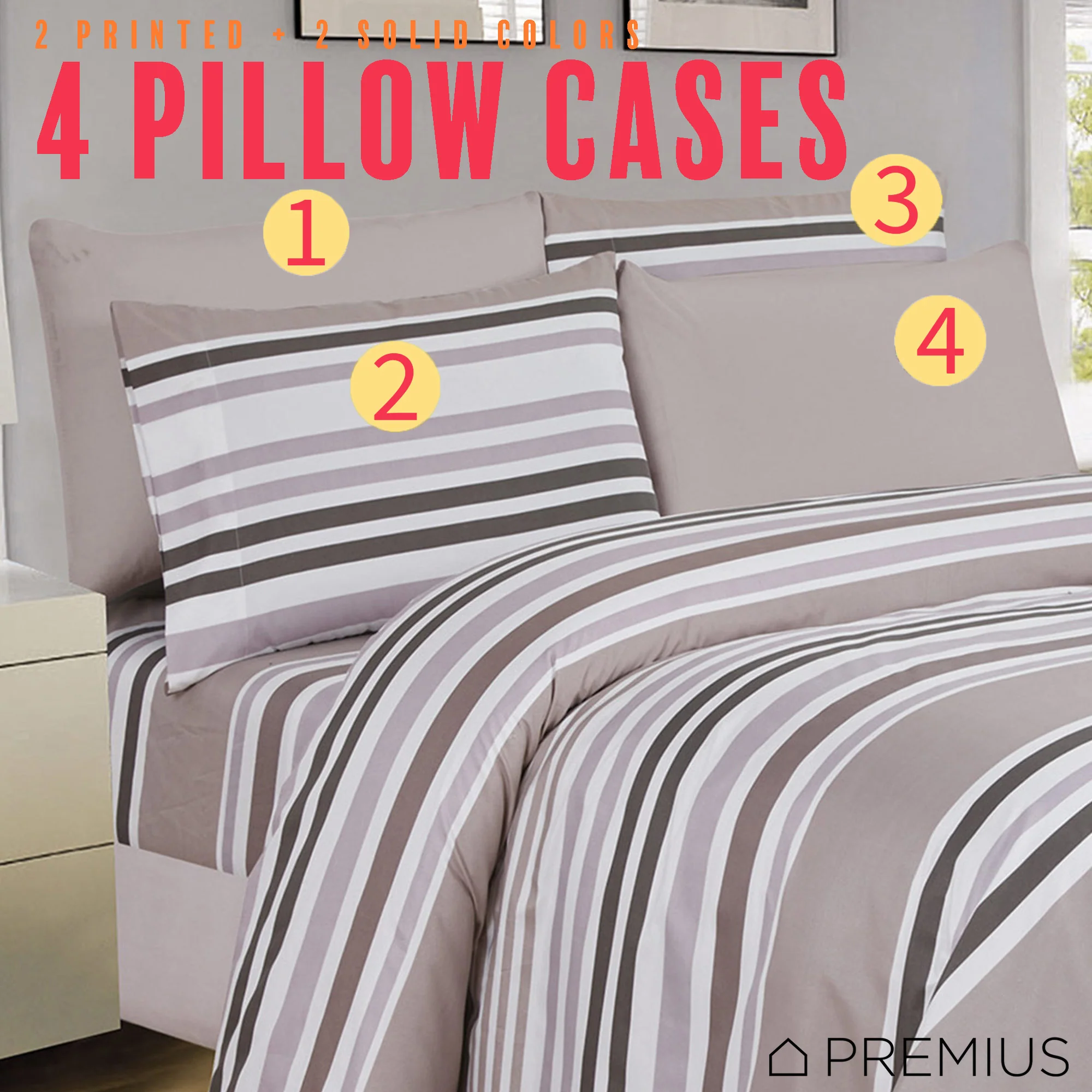 PREMIUS Premium Sand Stripes 4 & 6 Piece Microfiber Printed Wrinkle-Free Sheet Set - Image 4