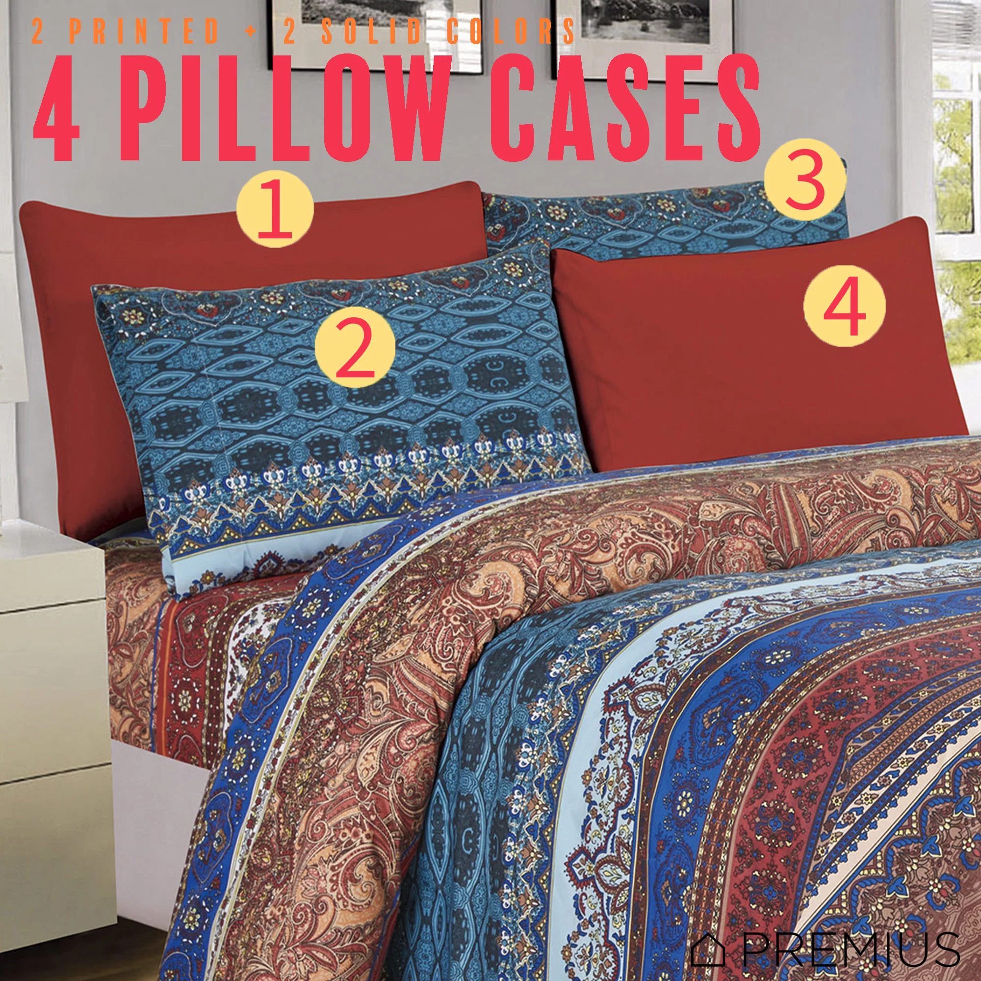 PREMIUS Premium Spice Route 4 & 6 Piece Microfiber Printed Wrinkle-Free Sheet Set - Image 10