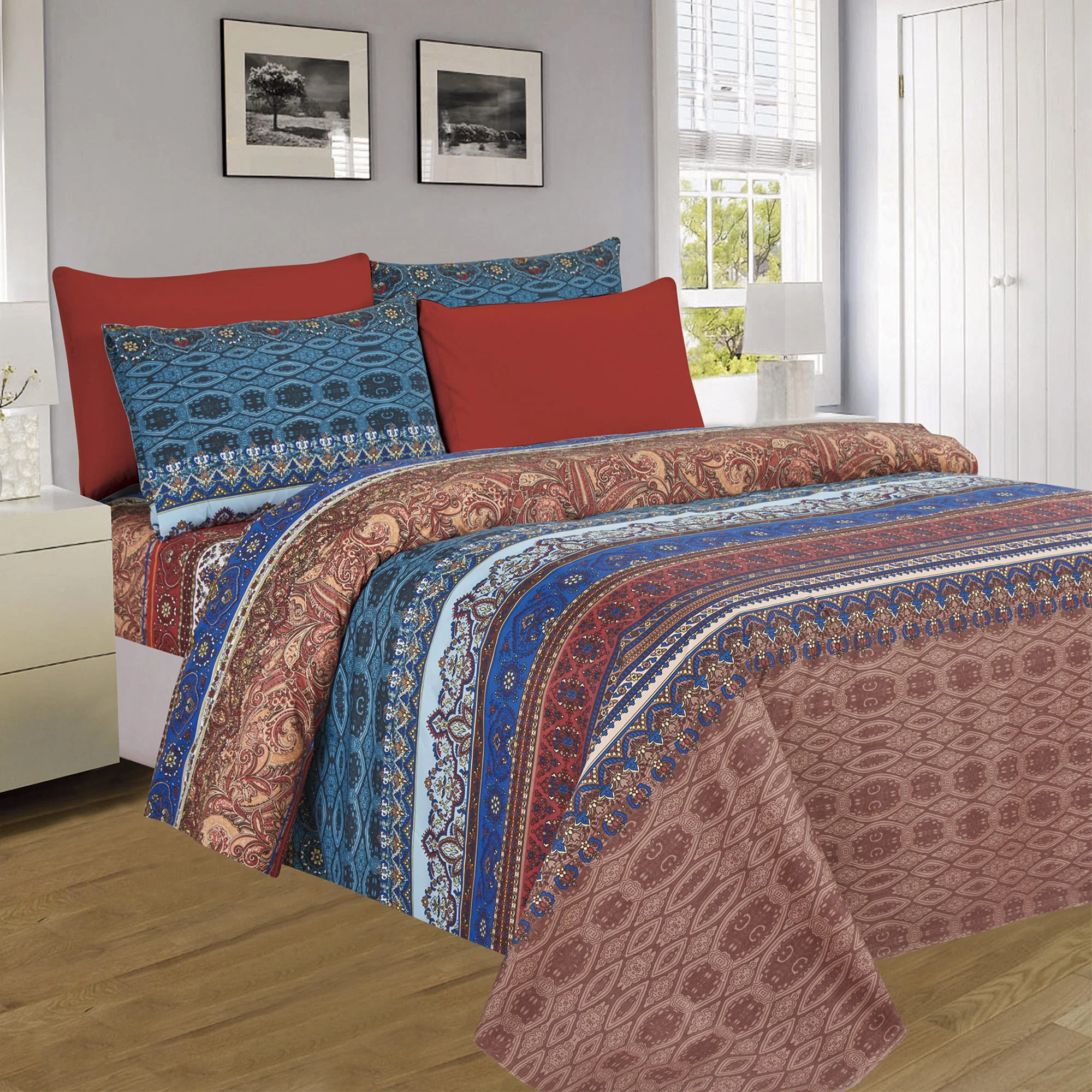 PREMIUS Premium Spice Route 4 & 6 Piece Microfiber Printed Wrinkle-Free Sheet Set - Image 8