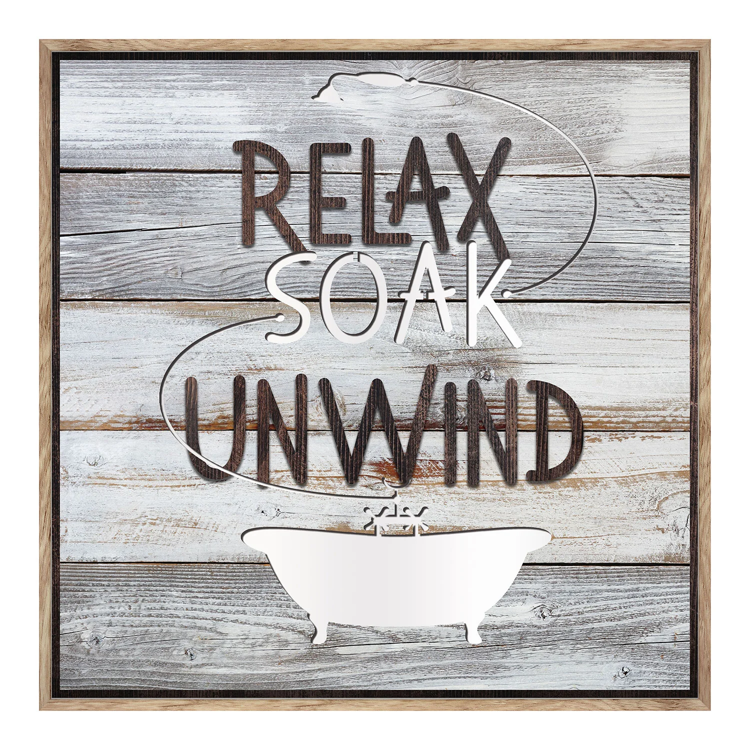 Premius Relax, Soak, Unwind Bathroom Wall Decor, 14x14 Inches