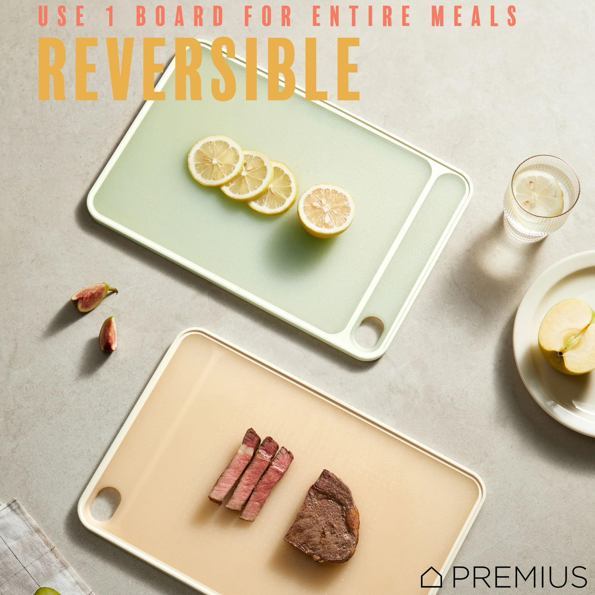 PREMIUS Reversible Non-Slip Cutting Board with Grater, Green, Large, 10.82x16.12 Inches - Image 3