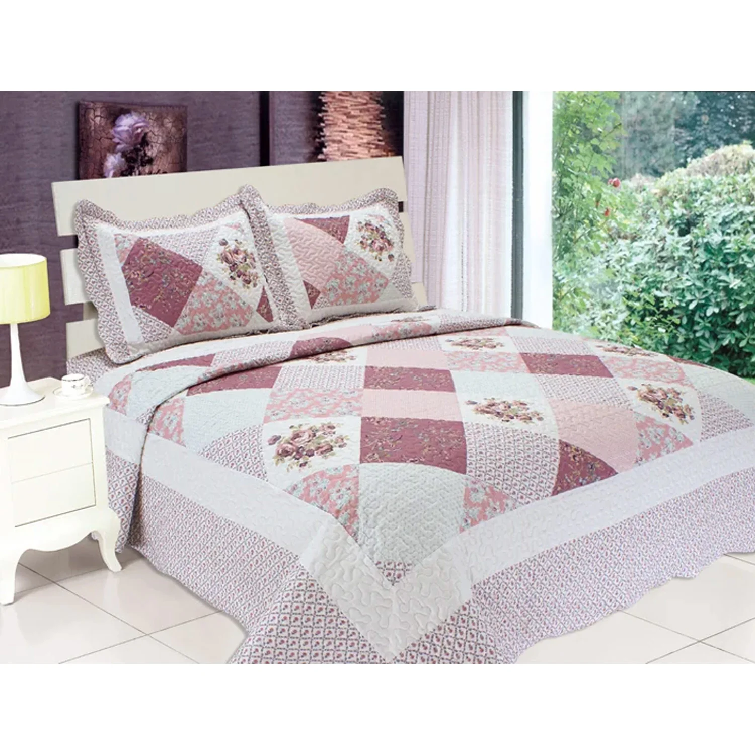 PREMIUS Reversible Quilt Set, Floral Patchwork - Image 10