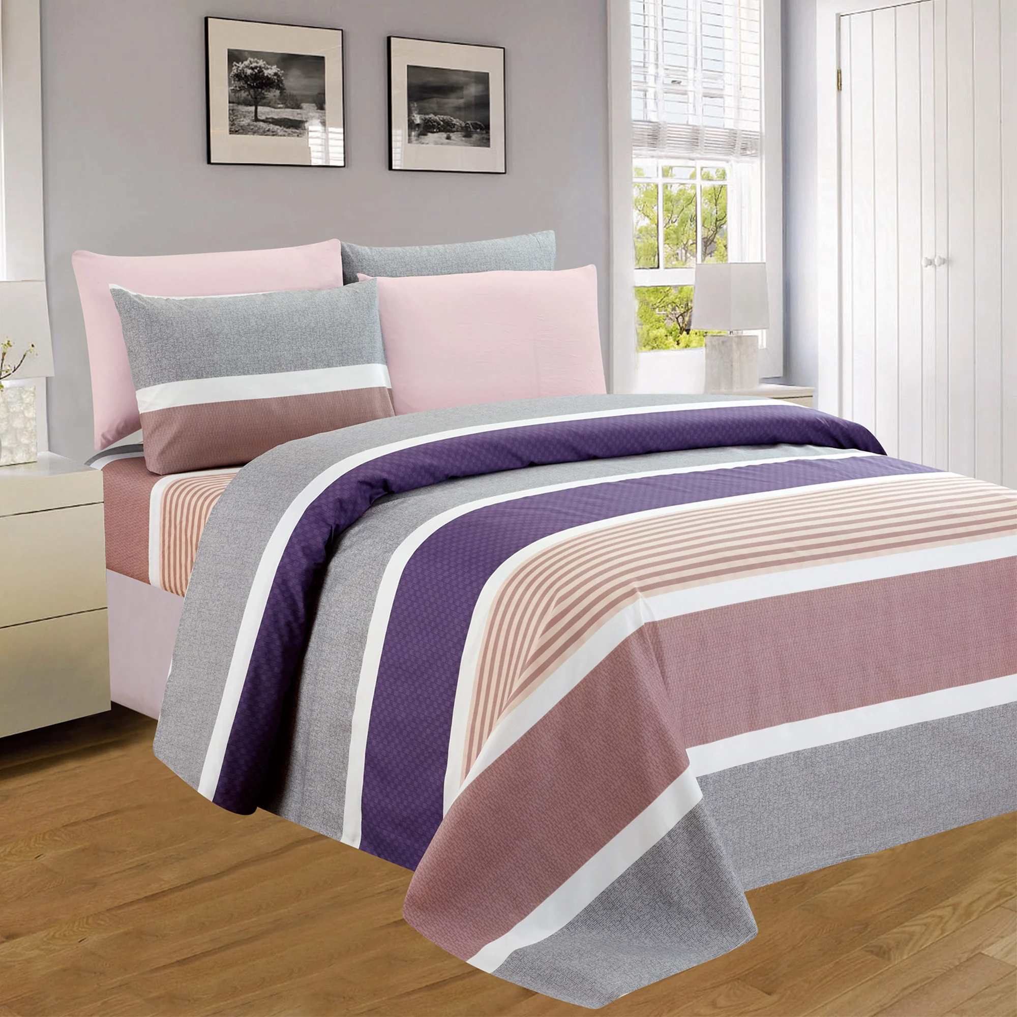 PREMIUS Rosilla Printed Wrinkle Free Microfiber Sheet Set - Image 2