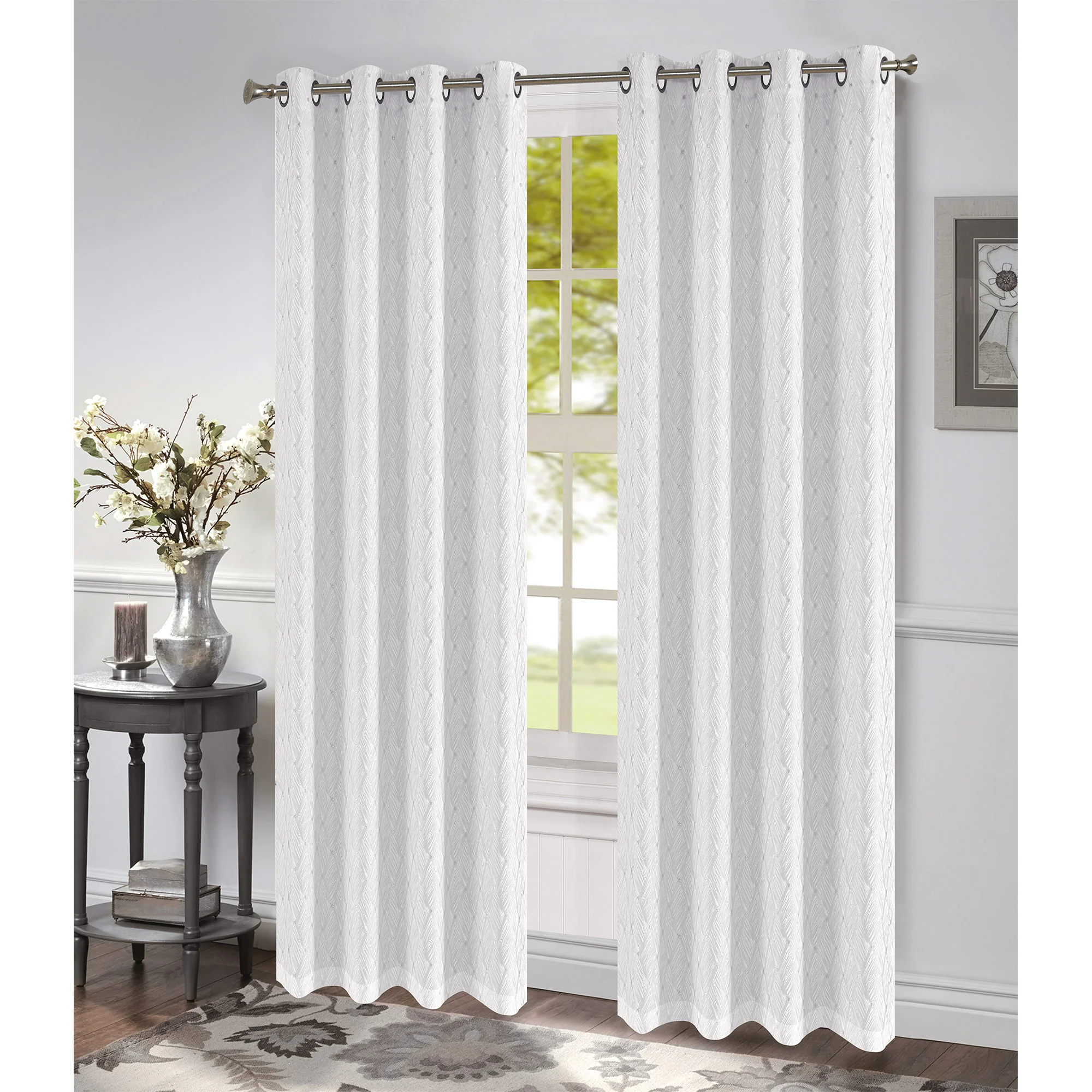 Sara Jacquard Grommet Window Panel, 54x84 Inches - Image 5