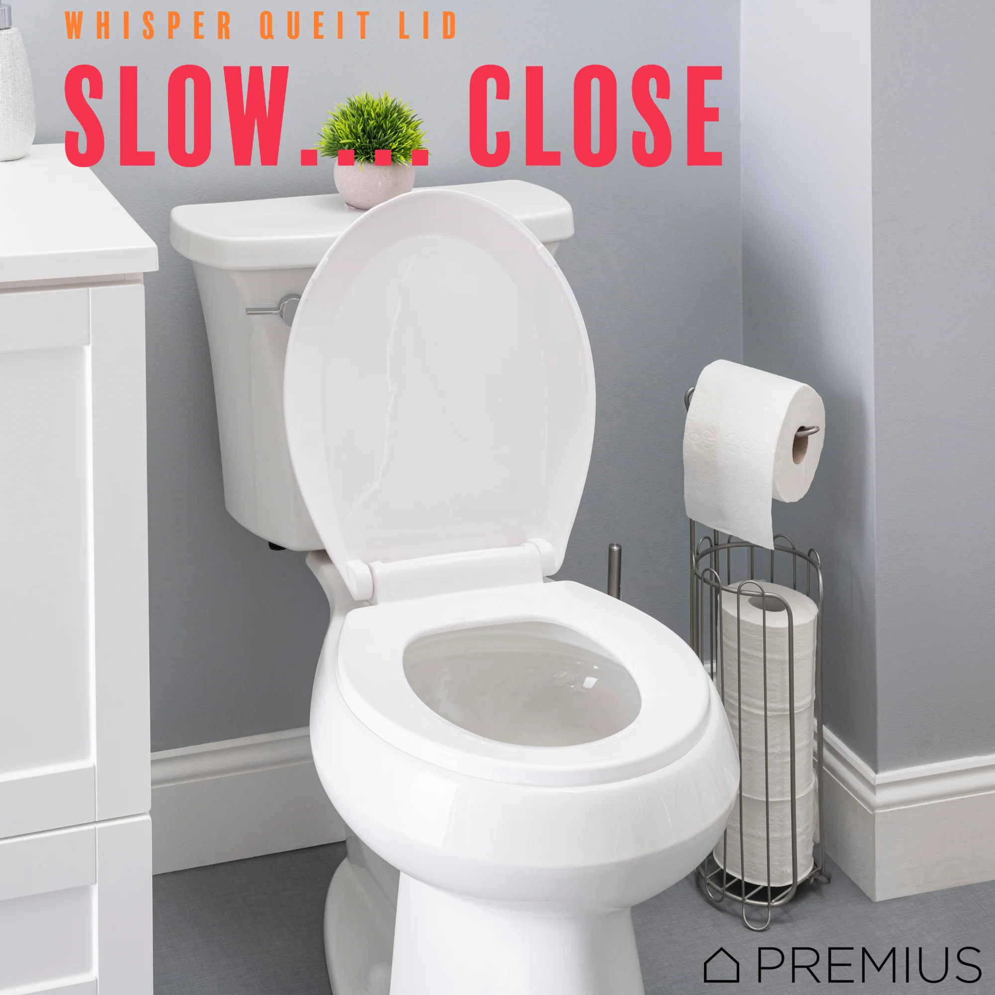 PREMIUS Slow Close Beveled Plastic Toilet Seat, Standard Round, 17 Inches - Image 4