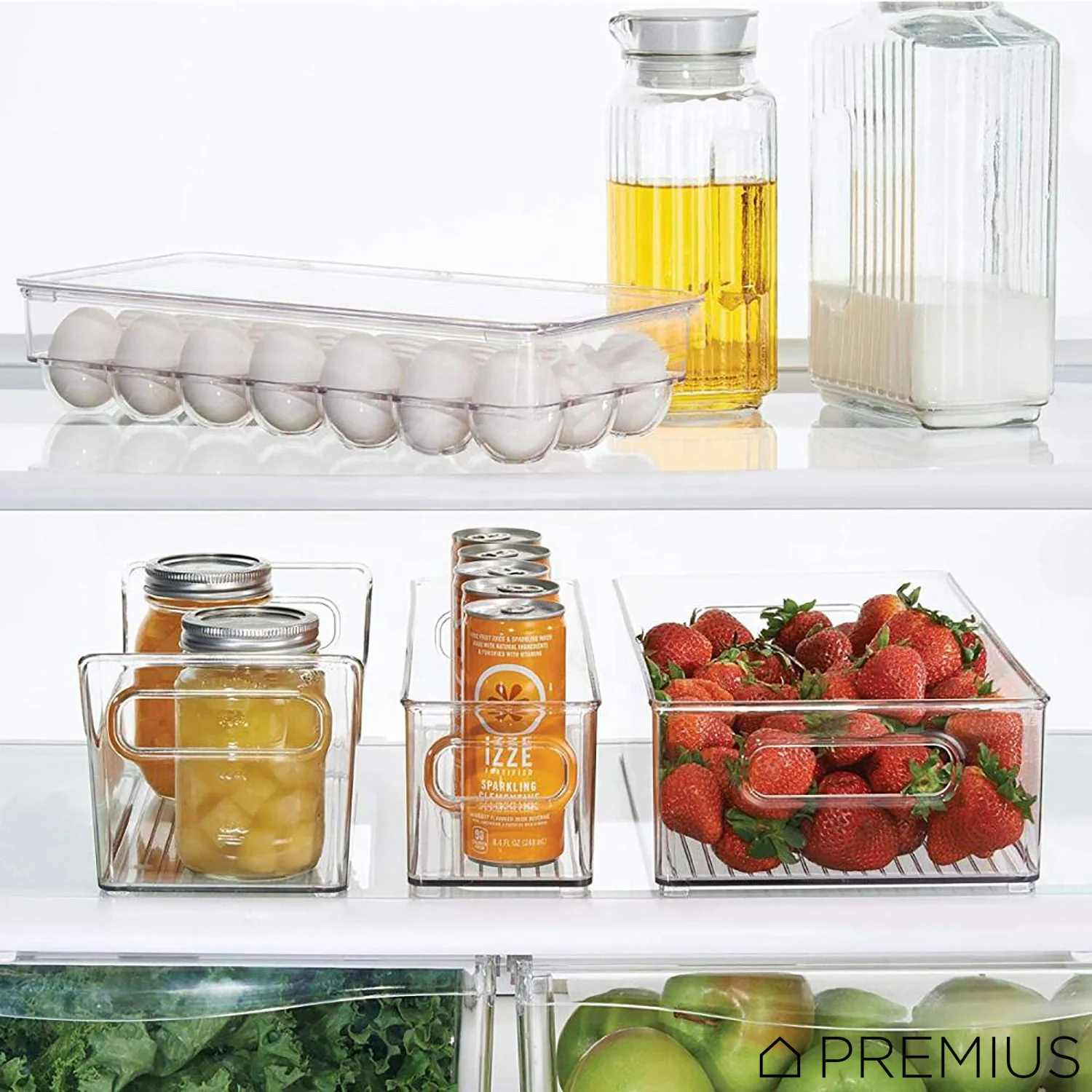 PREMIUS Stackable 18 Egg Holder Fridge Bin With Lid, Clear, 12.75x6.4x3.25 Inches - Image 3