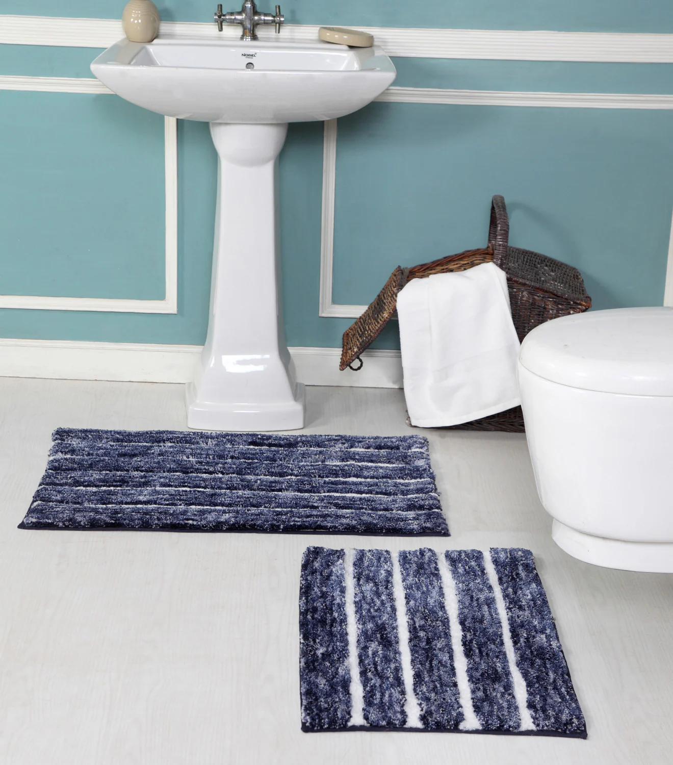 Premius Striped 2 Piece Non-Slip Bath Rug Set, 17x24, 20x32 Inches - Image 6