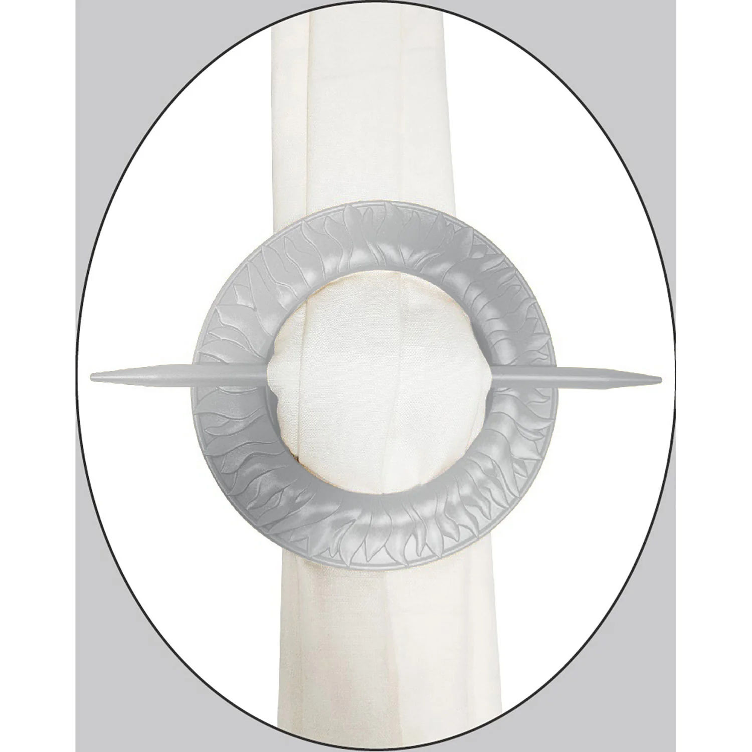 PREMIUS Sun Round Decorative One Pair Curtain Tie Back, Silver, 6.5x6.5 Inches