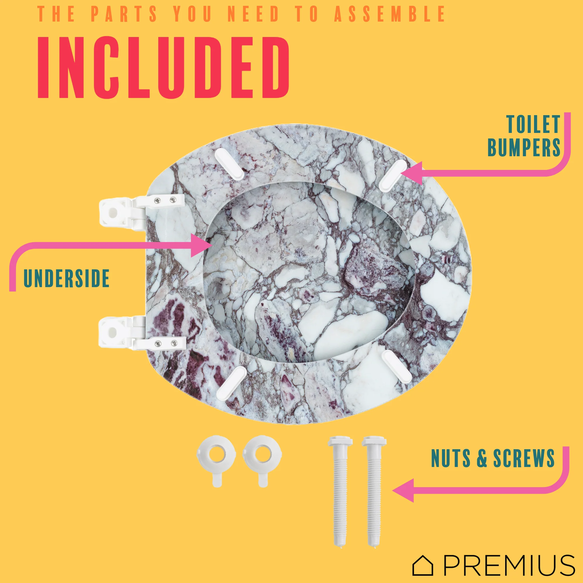 PREMIUS Wood Toilet Seat, Purple Marble, Standard Round, 17 Inches - Image 5