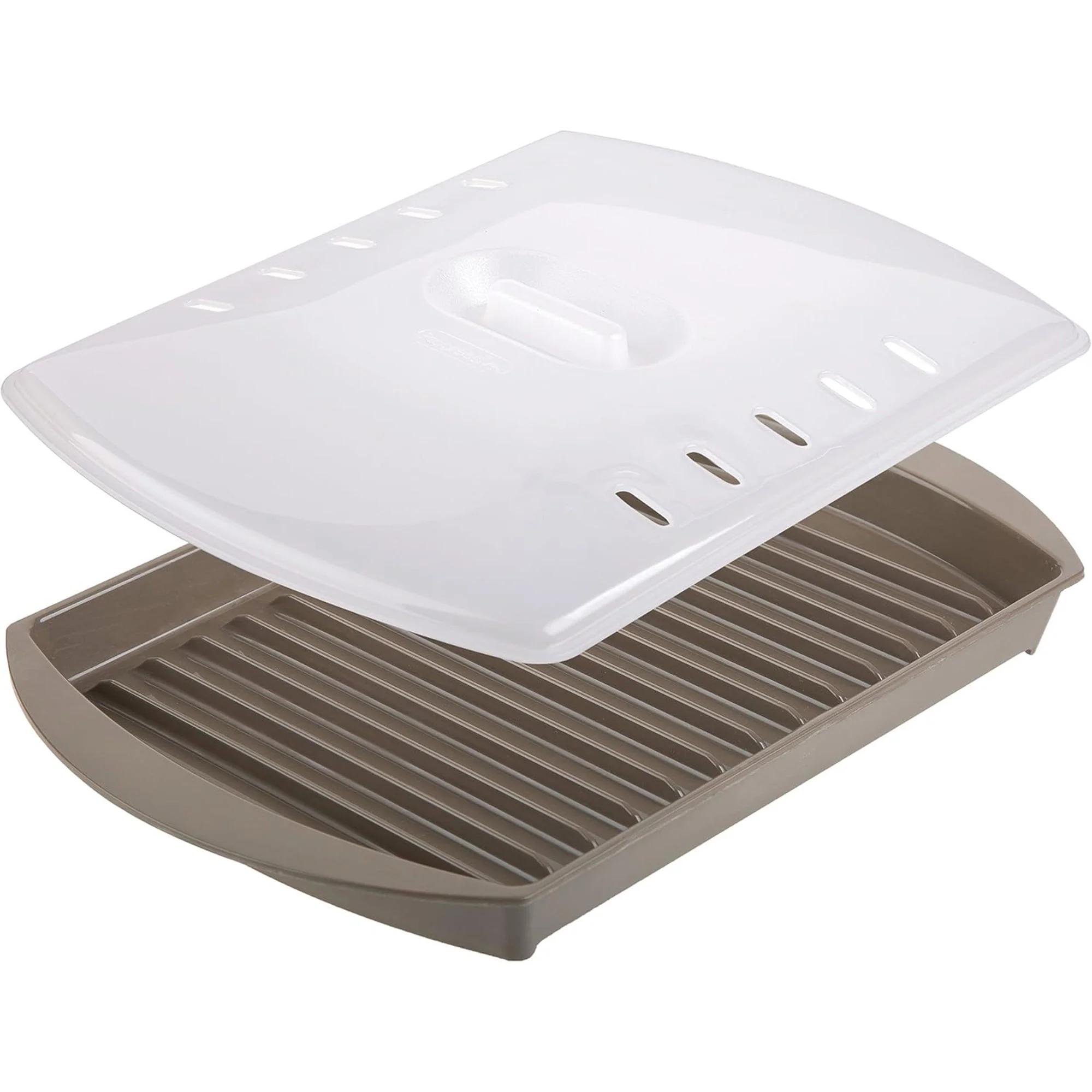 Prep Solutions Microwave Small Bacon Grill with Vented Cover, Brown, 10 x 7 Inches - Image 4
