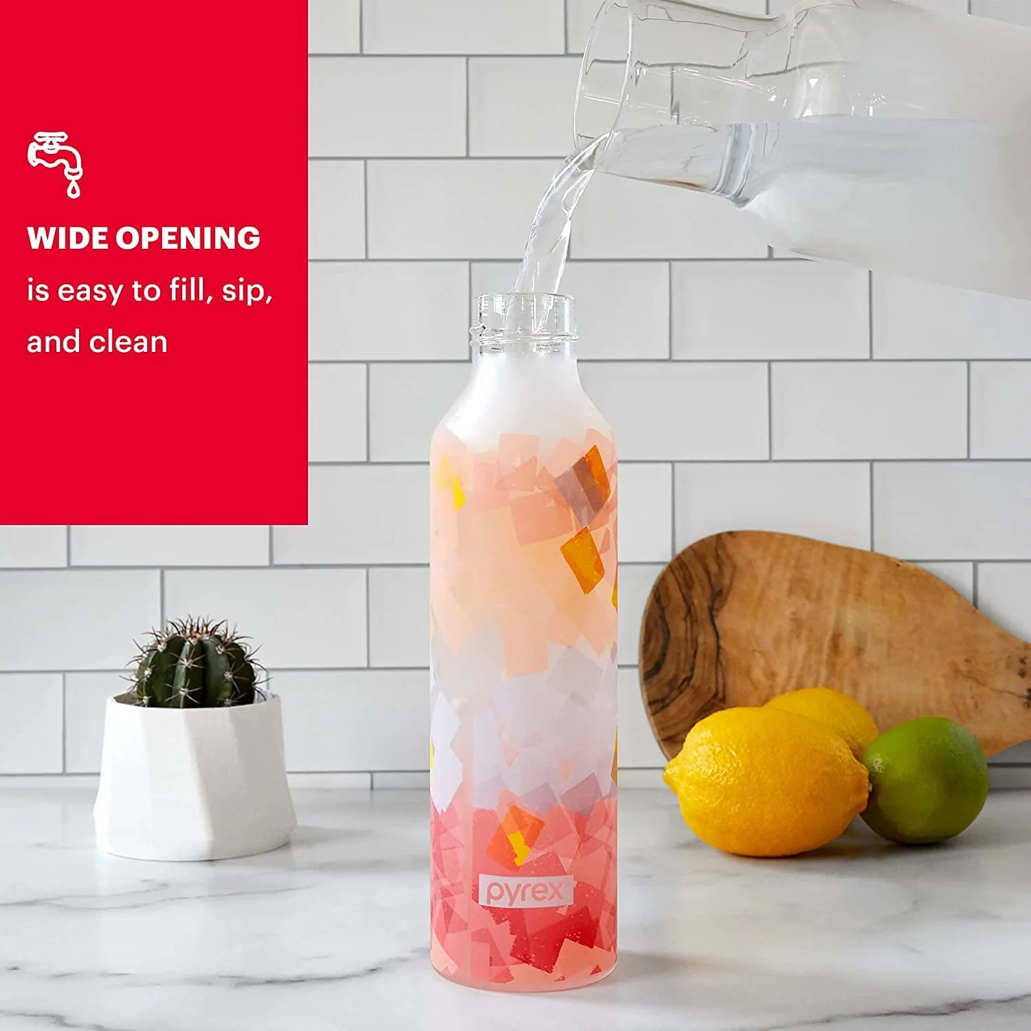 Pyrex Color Changing Glass Water Bottle with Silicone Coating, Bold Layers, 17.5 Ounces - Image 5
