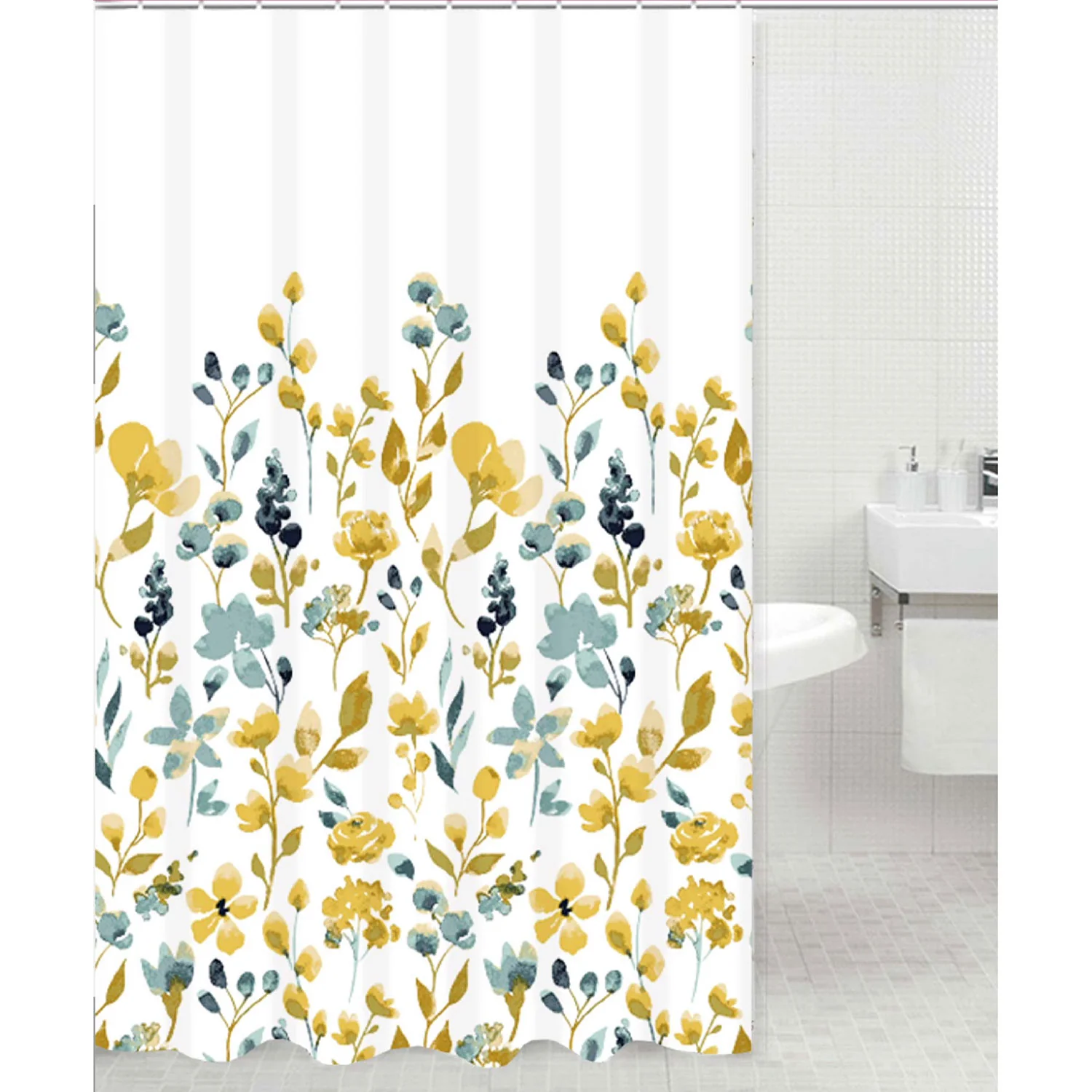 Rachel 13-Piece Shower Curtain Set With Hooks, Multi, 70x72 Inches