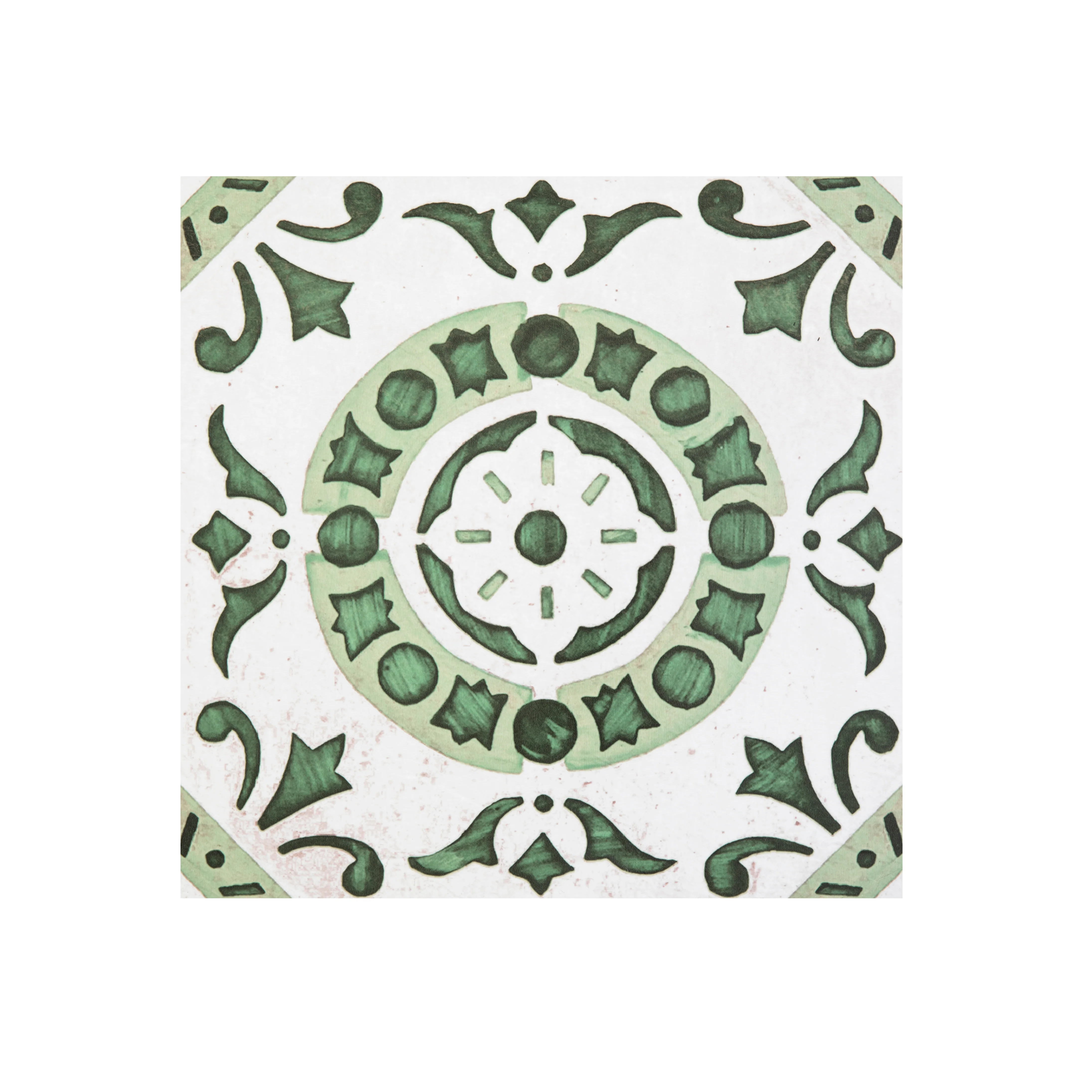 Retro 12x12 Self Adhesive Vinyl Floor Tile - Green Medallion - 20 Tiles/20 sq. ft.