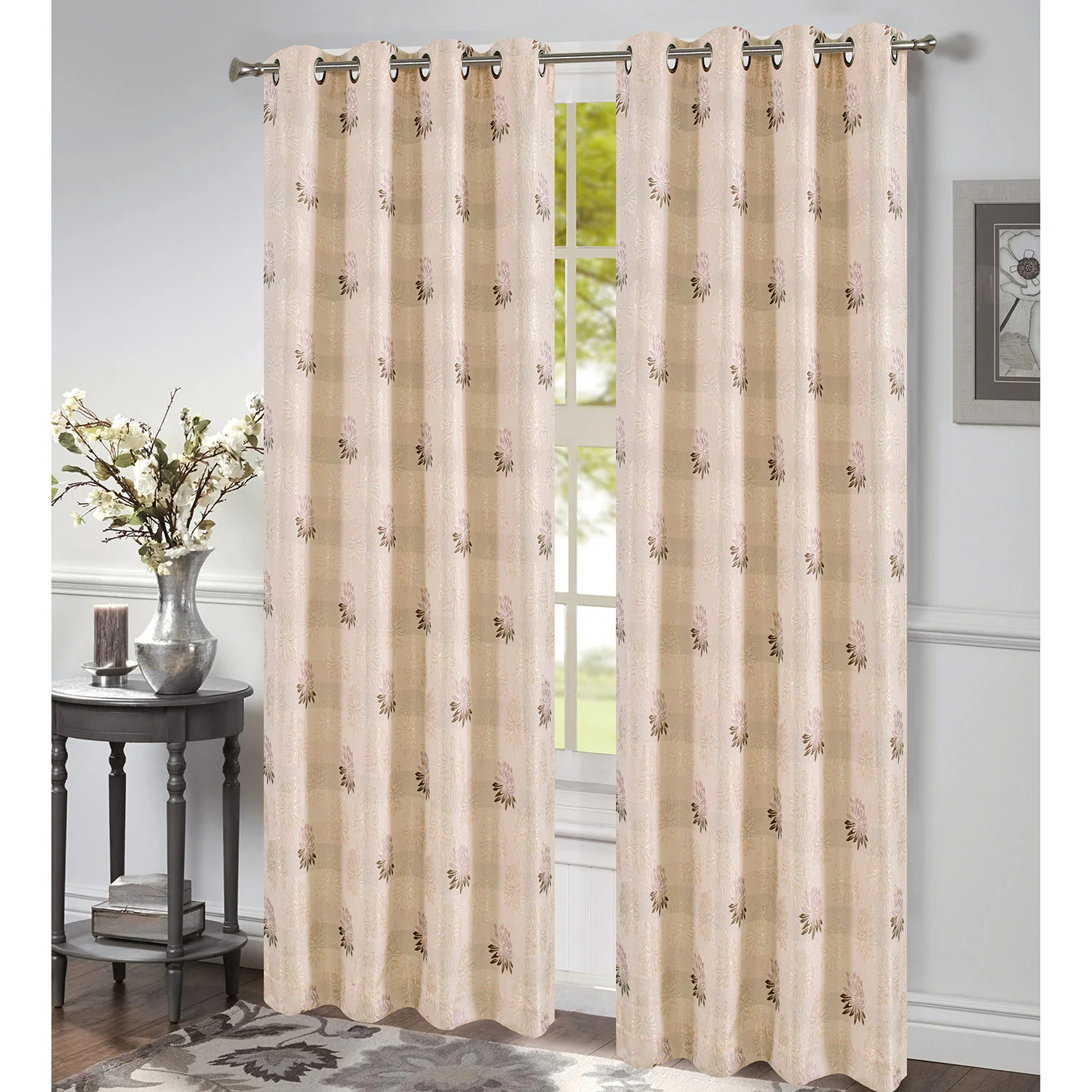 Revere Floral Jacquard Grommet Window Panel, 54x84 Inches - Image 2