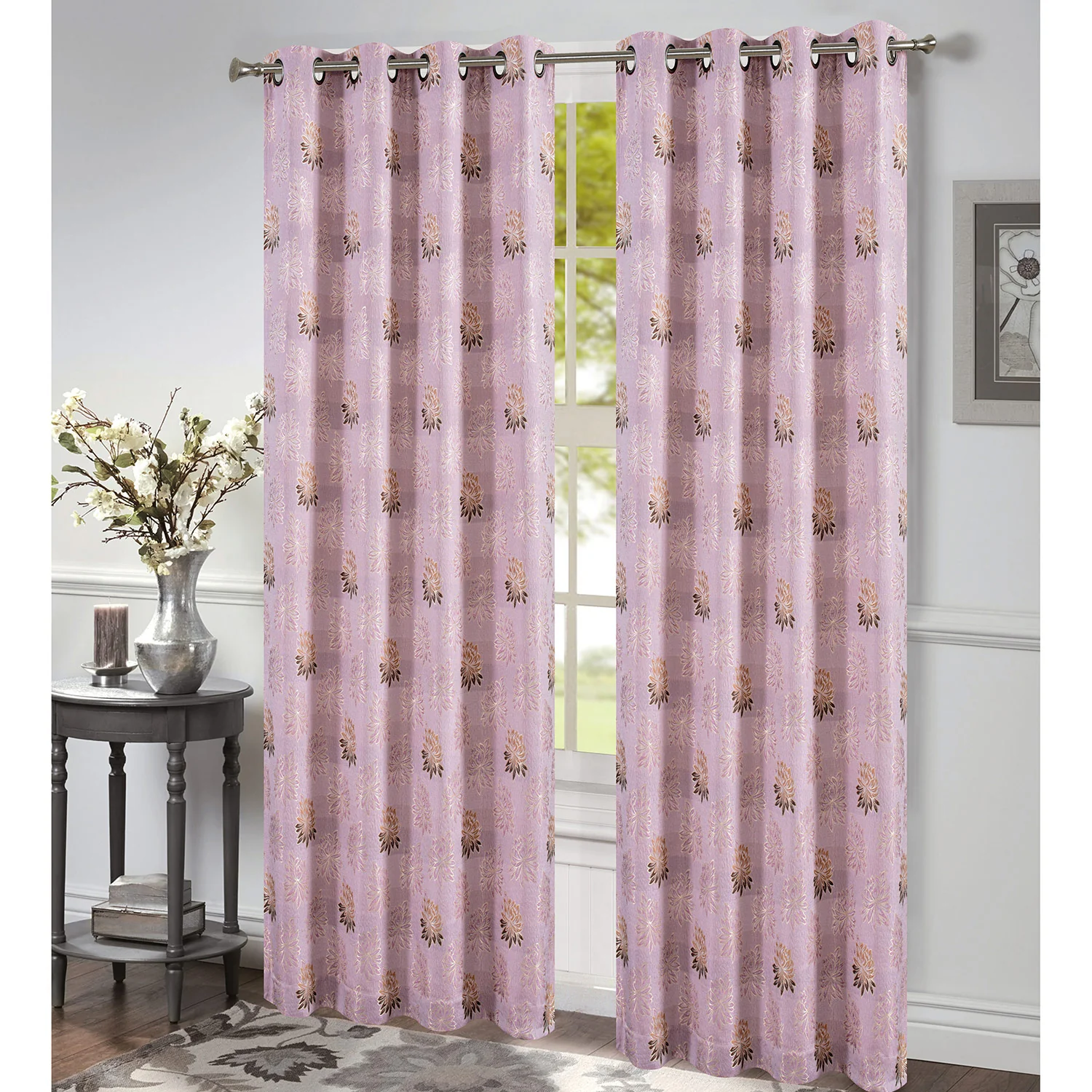 Revere Floral Jacquard Grommet Window Panel, 54x84 Inches - Image 4