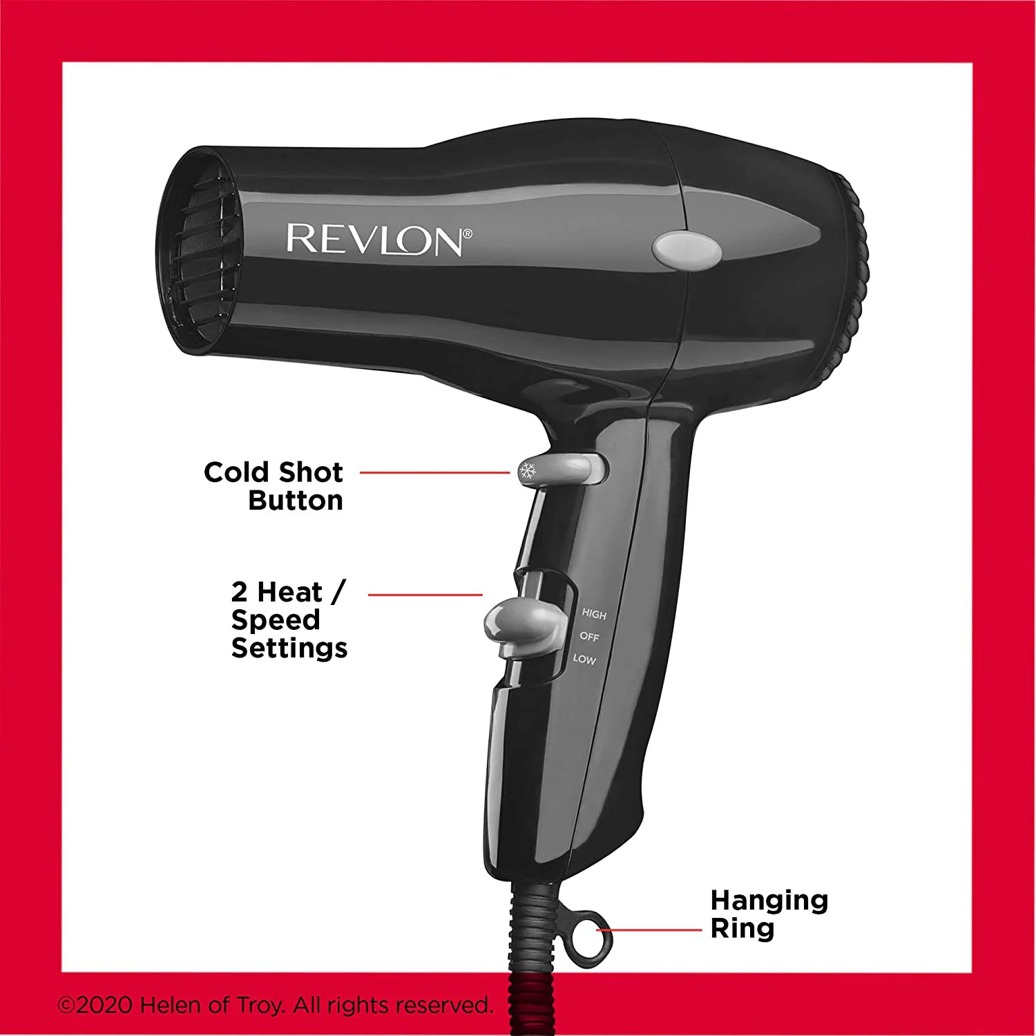 Revlon Essential Lightweight Compact Travel Hair Dryer, Black, 1875 Watts - Image 4