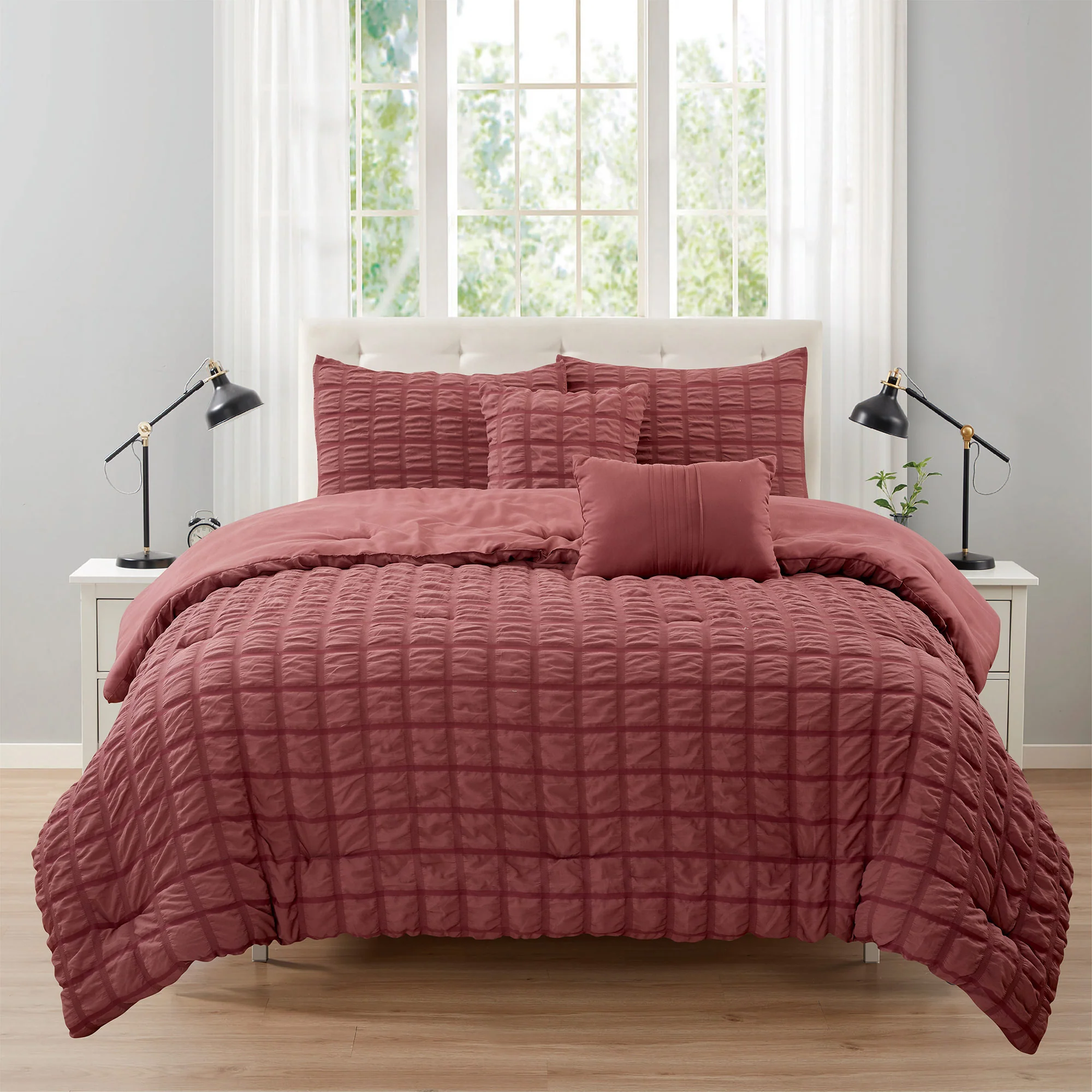 Rowan 5 Piece Puffy Seersucker Comforter Set - Image 3