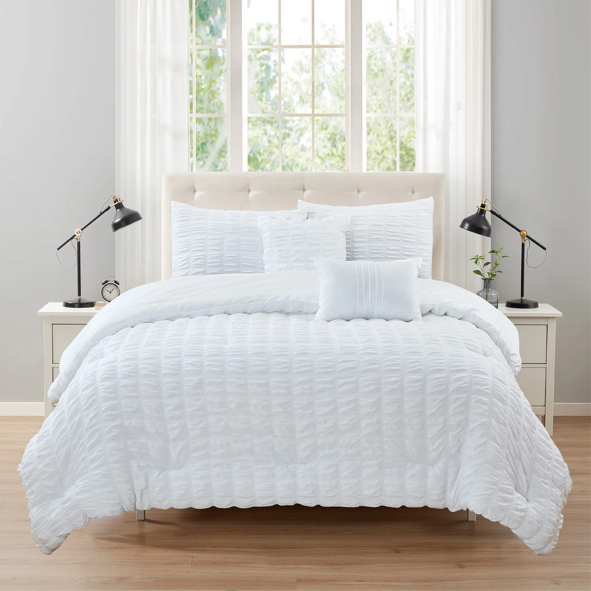 Rowan 5 Piece Puffy Seersucker Comforter Set - Image 4