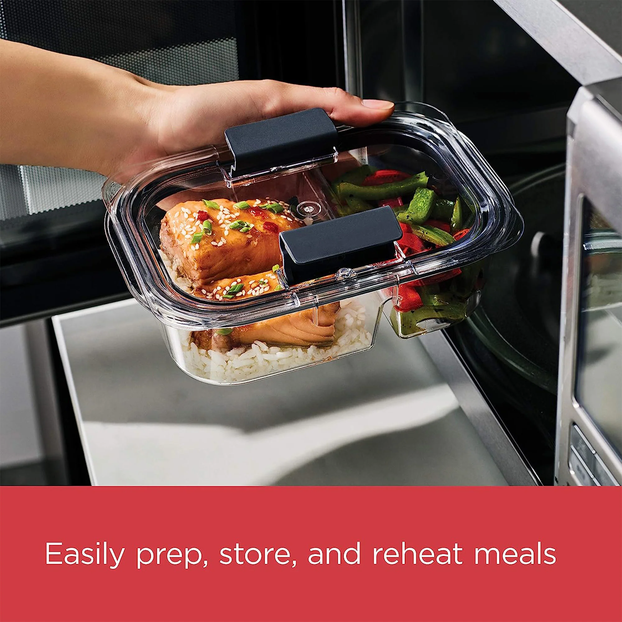 Rubbermaid Brilliance 10-Piece Plastic Meal Preparation Set with Built in Dividers, Clear - Image 4