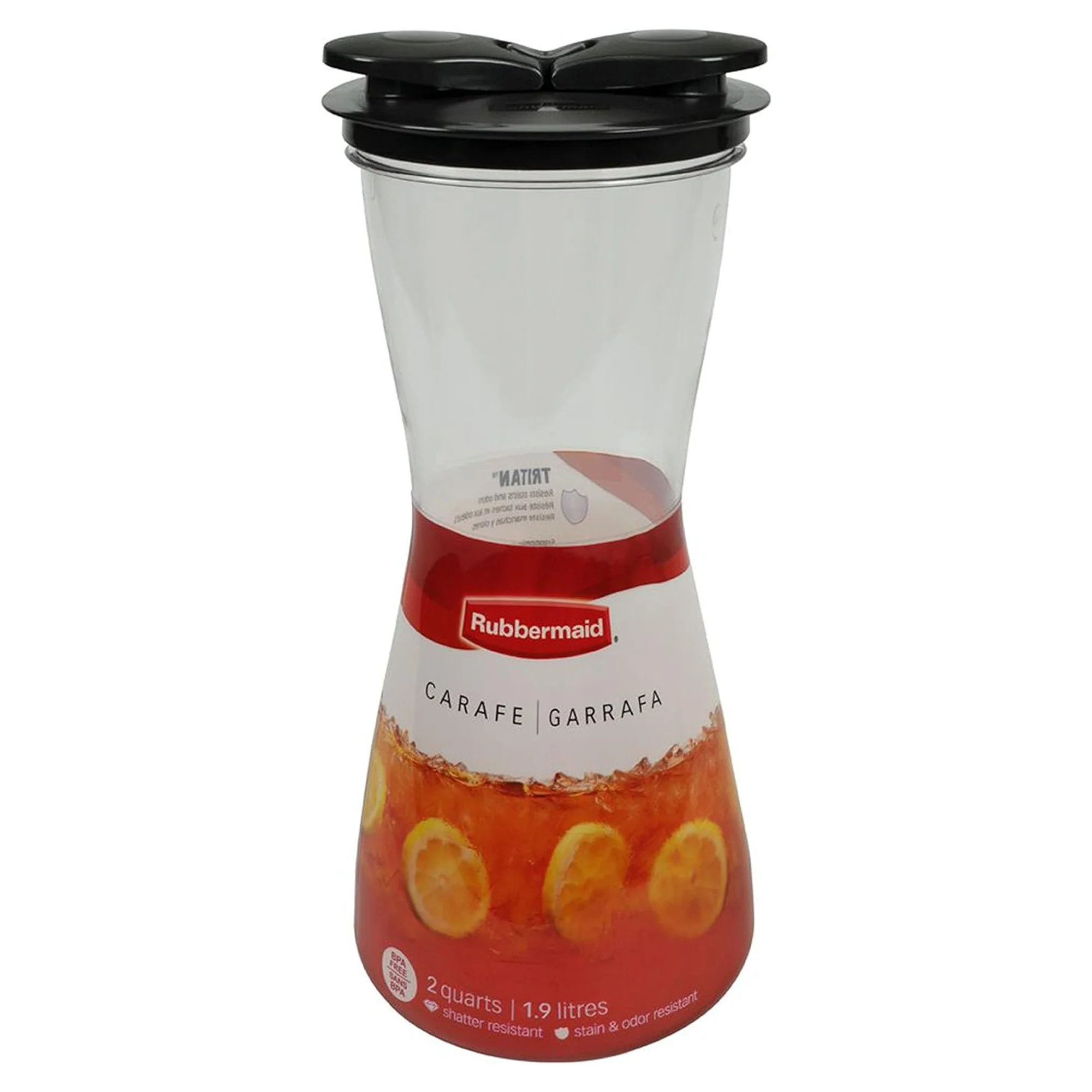 Rubbermaid Carafe with Leak-Proof Lid, Clear-Black, 2 Quart - Image 2