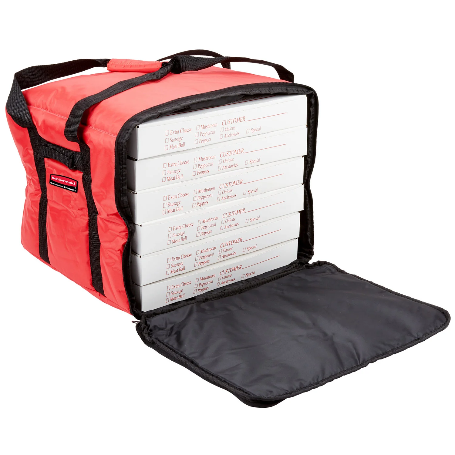 Rubbermaid Commercial Insulated Pizza and Food Delivery Bag, Large, 17 Inch, Red, Fits 6 Pizzas - Image 2