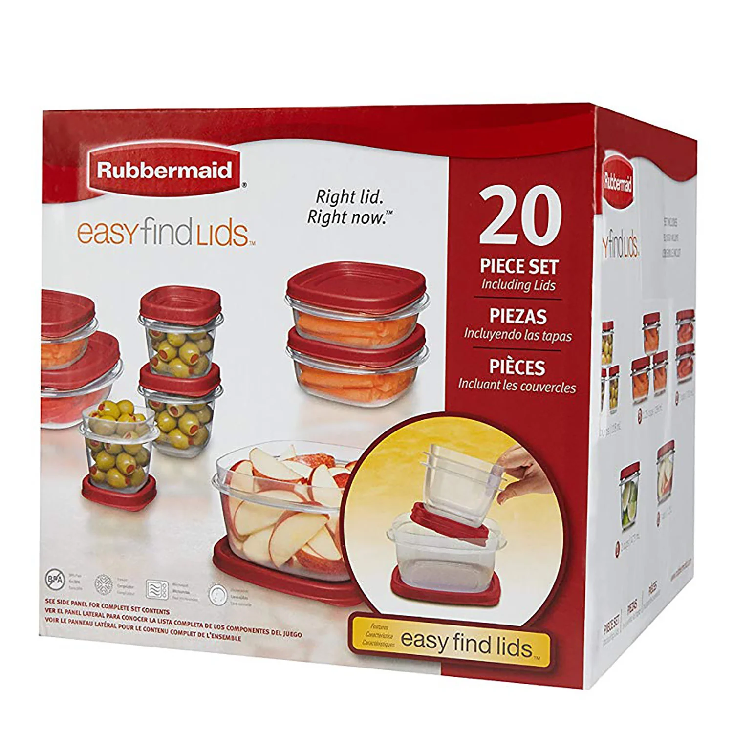 Rubbermaid Easy Find Lids Food Storage Containers 20-Piece Set, Red - Image 4