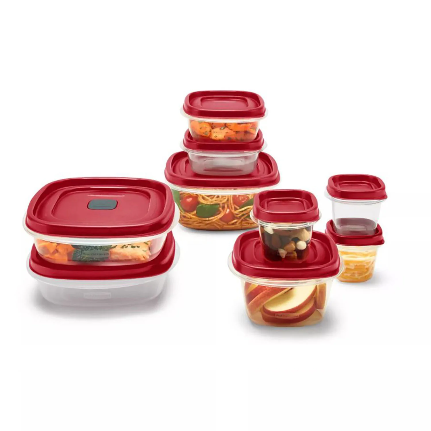 Rubbermaid Easy Find Lids Food Storage Containers, Red-Clear, 18 Pieces