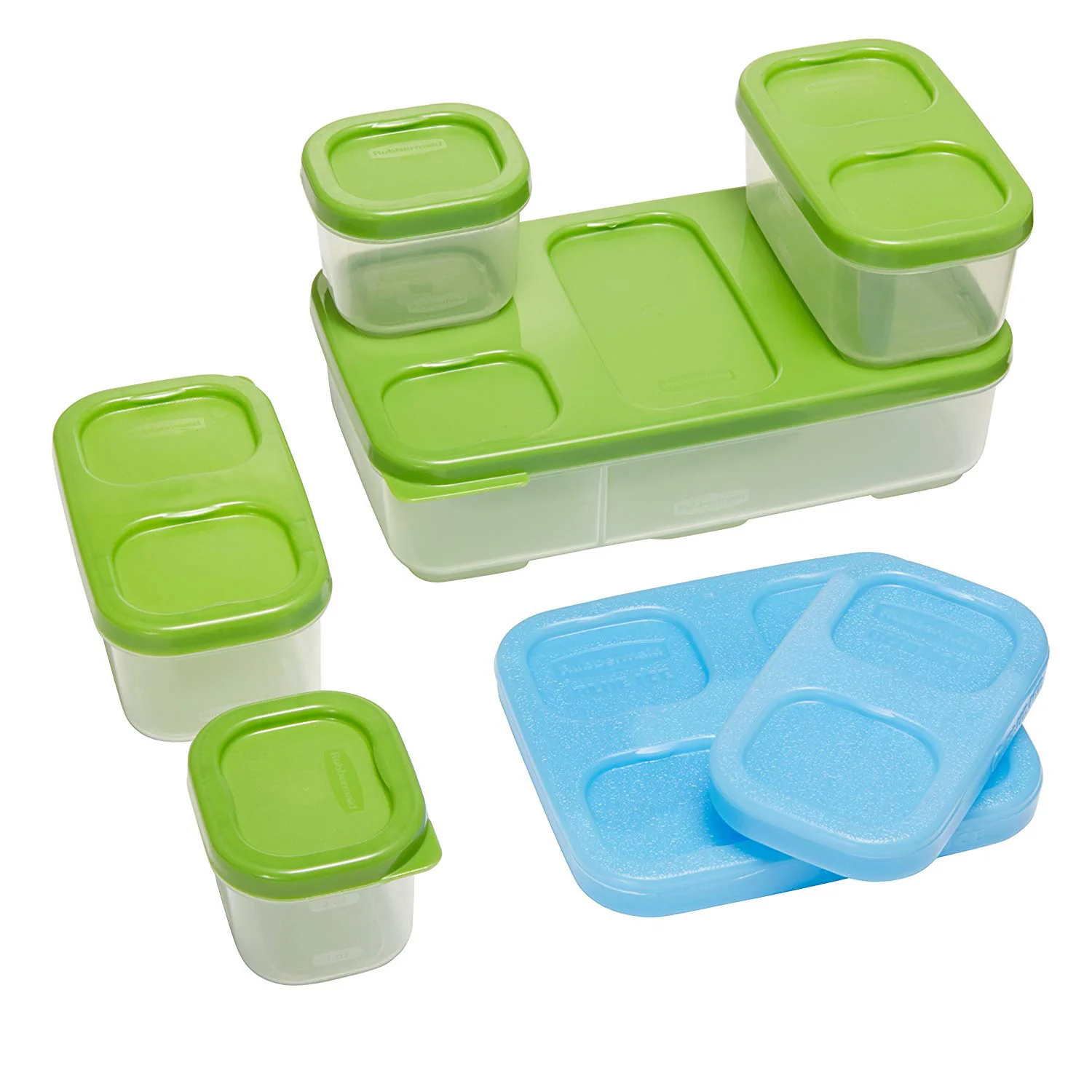 Rubbermaid LunchBlox Entree Kit Food Container Set, 5 Containers with Ice Pack, Green - Image 3