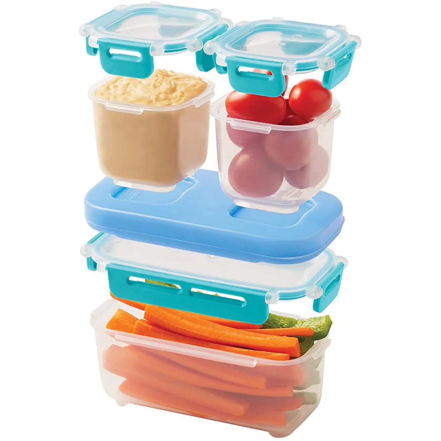 Rubbermaid LunchBlox Leak-Proof Snack Kit, Small, Blue-Clear - Image 5