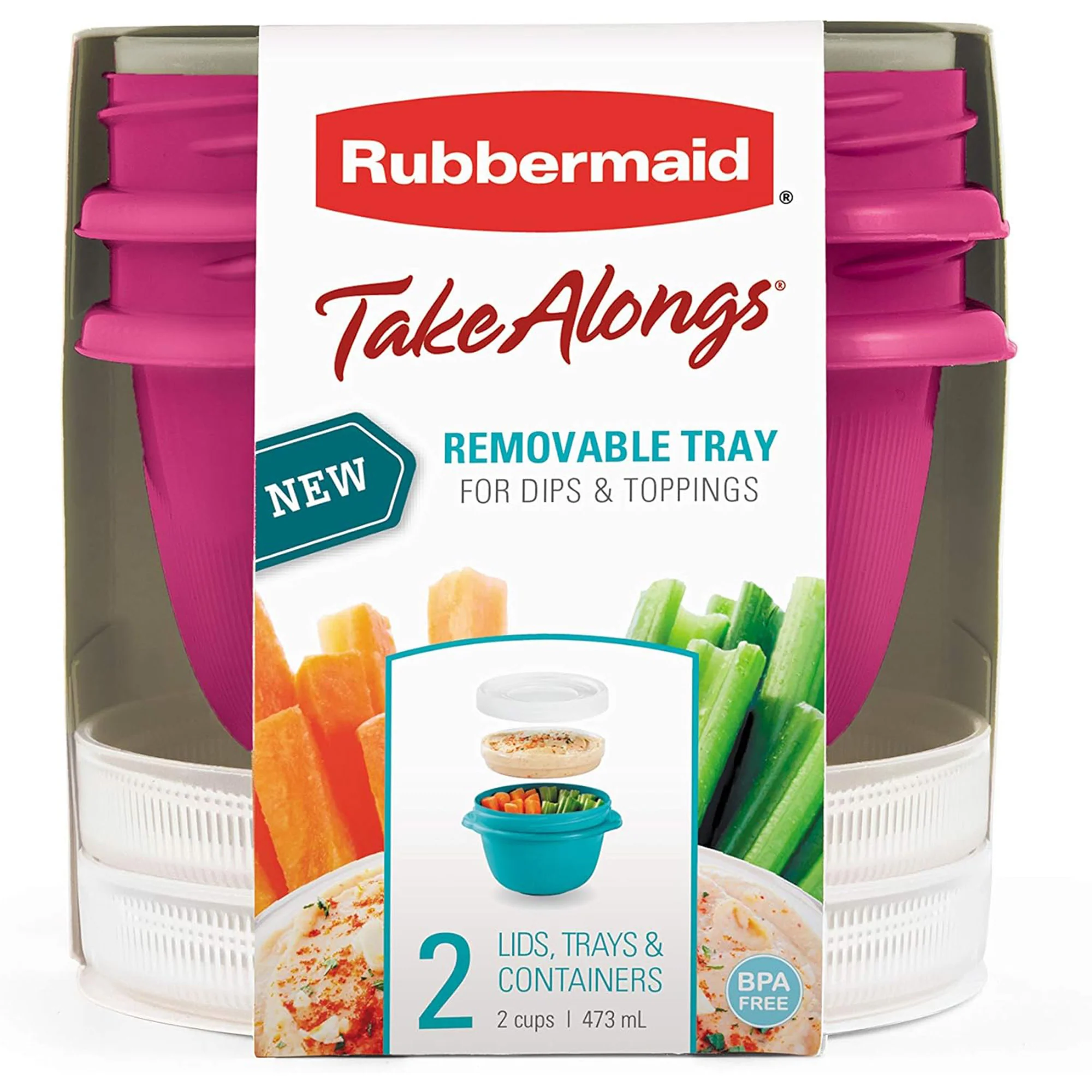 Rubbermaid Take Alongs 2 Food Containers with Tray and Lid, Blue - Image 3