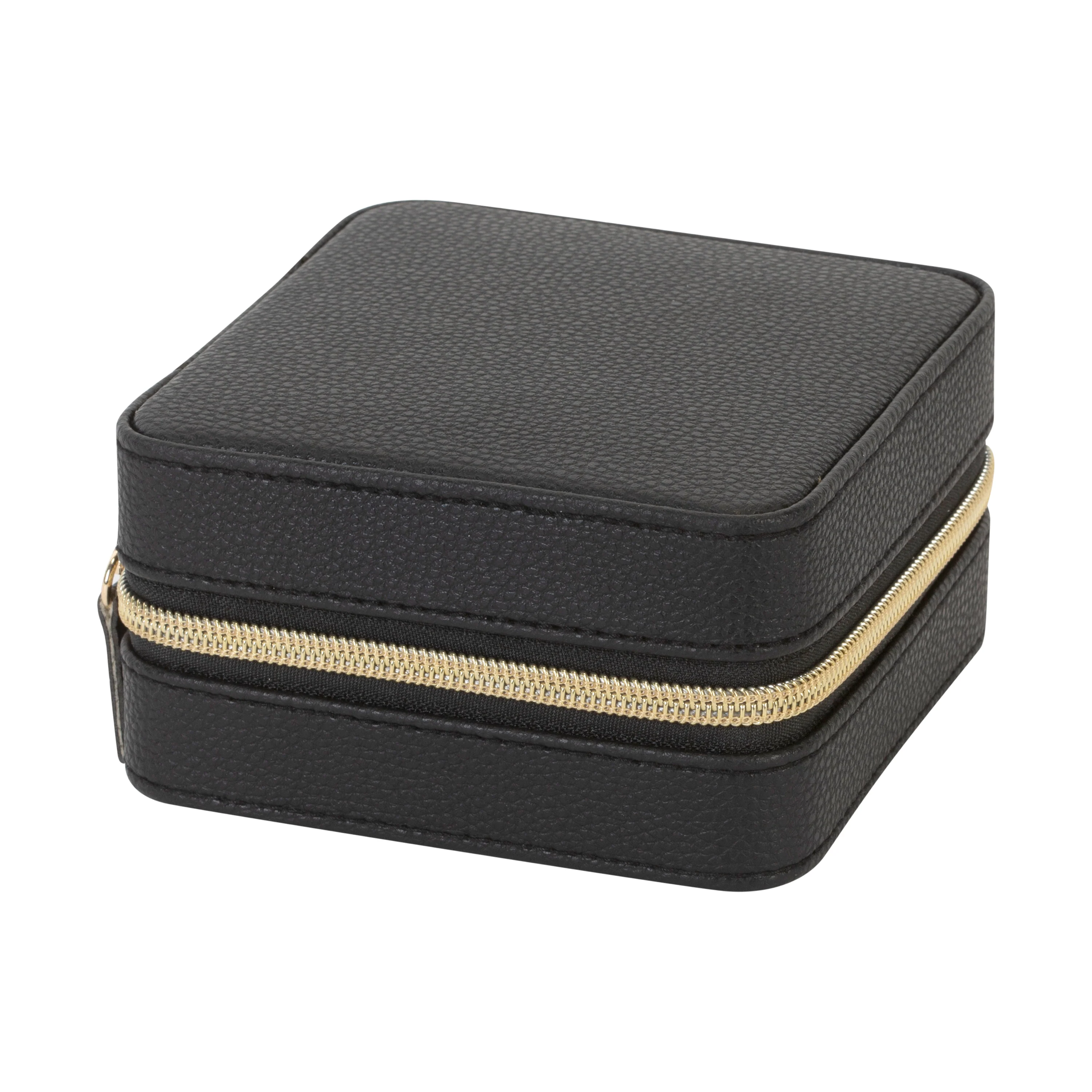 Ruby+Cash Mini Faux Leather Zippered Travel Jewelry Organizer Box in Black - Image 2