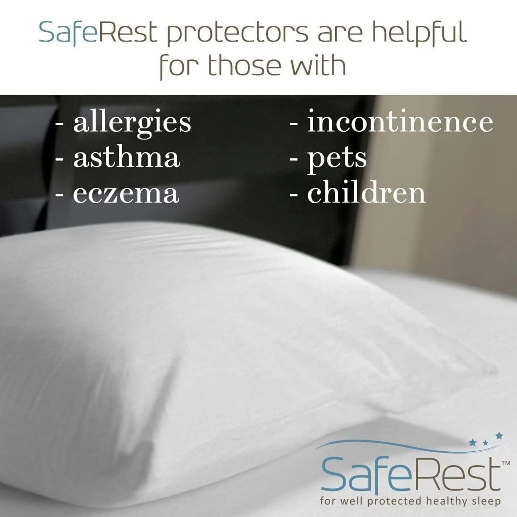 SafeRest Premium Terry Zippered Waterproof Pillow Protector, Standard, White - Image 2