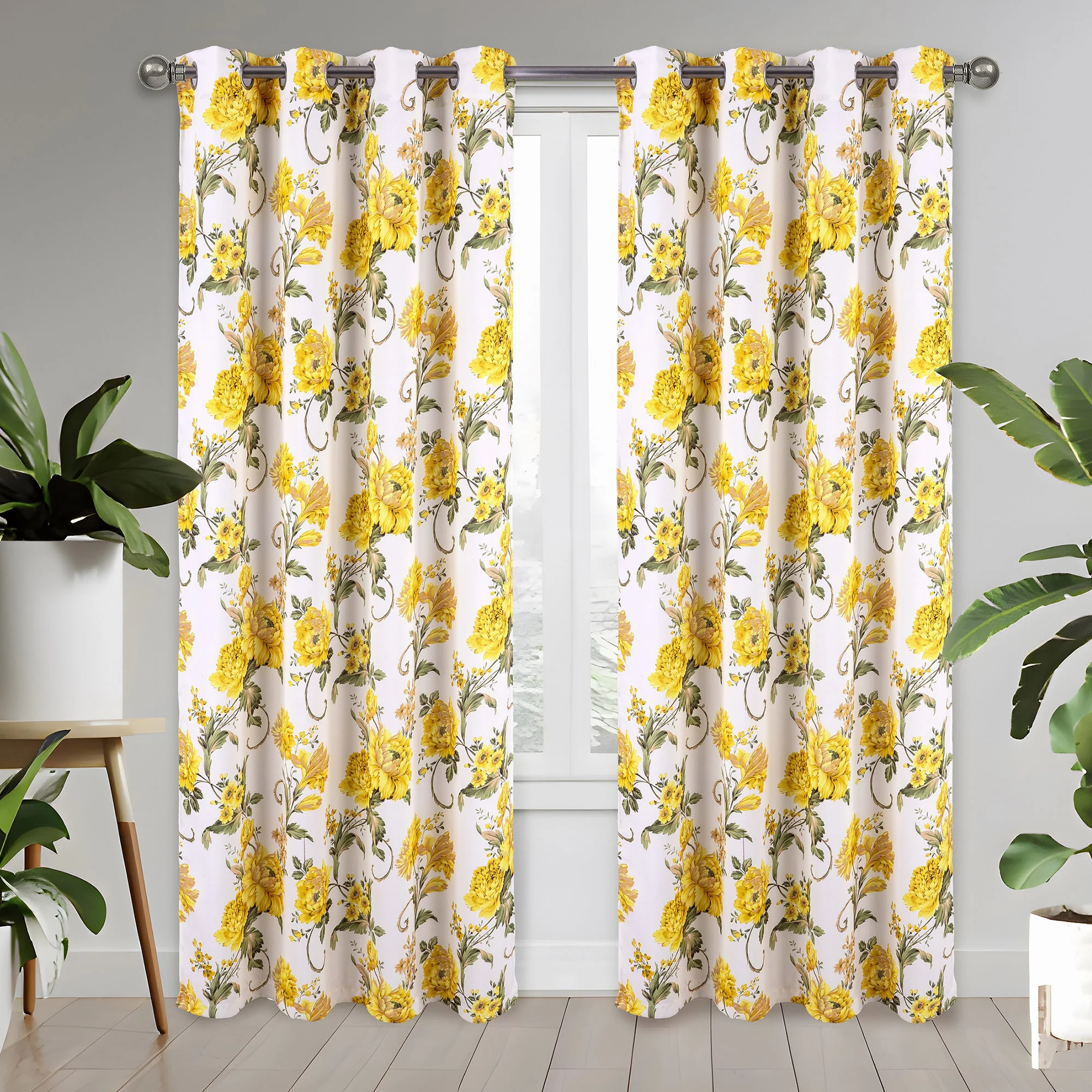 Samantha Floral Room Darkening Grommet Window Panel, 54x84 Inches
