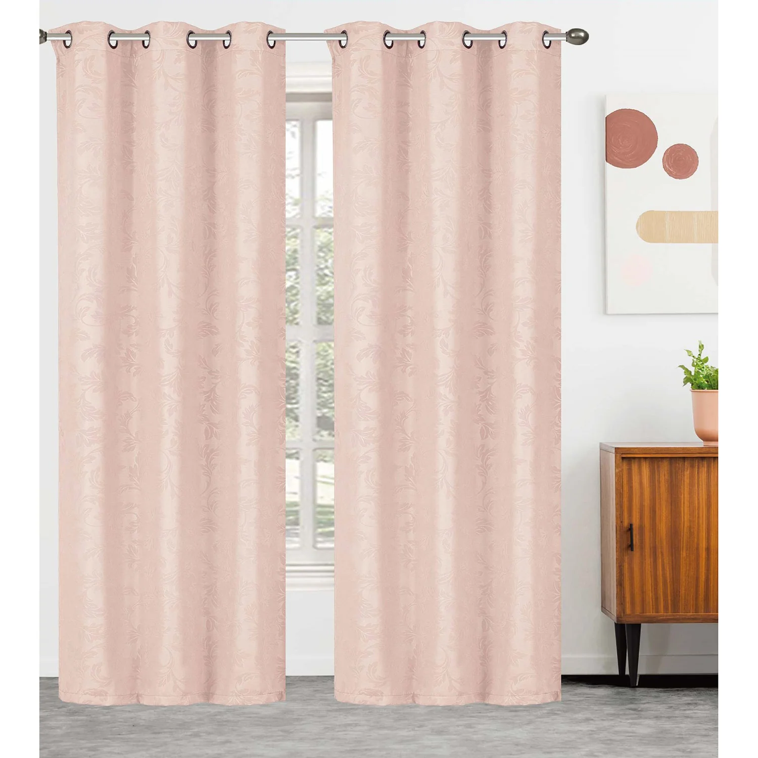 Serbia 2-Pack Room Darkening Embossed Leaf Grommet Window Panel, 76x84 Inches - Image 5