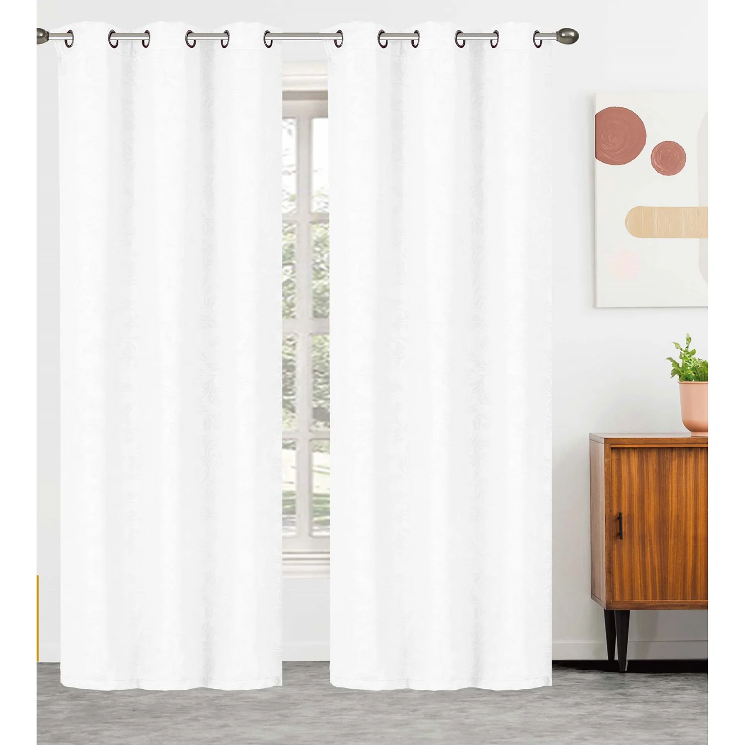 Serbia 2-Pack Room Darkening Embossed Leaf Grommet Window Panel, 76x84 Inches - Image 9