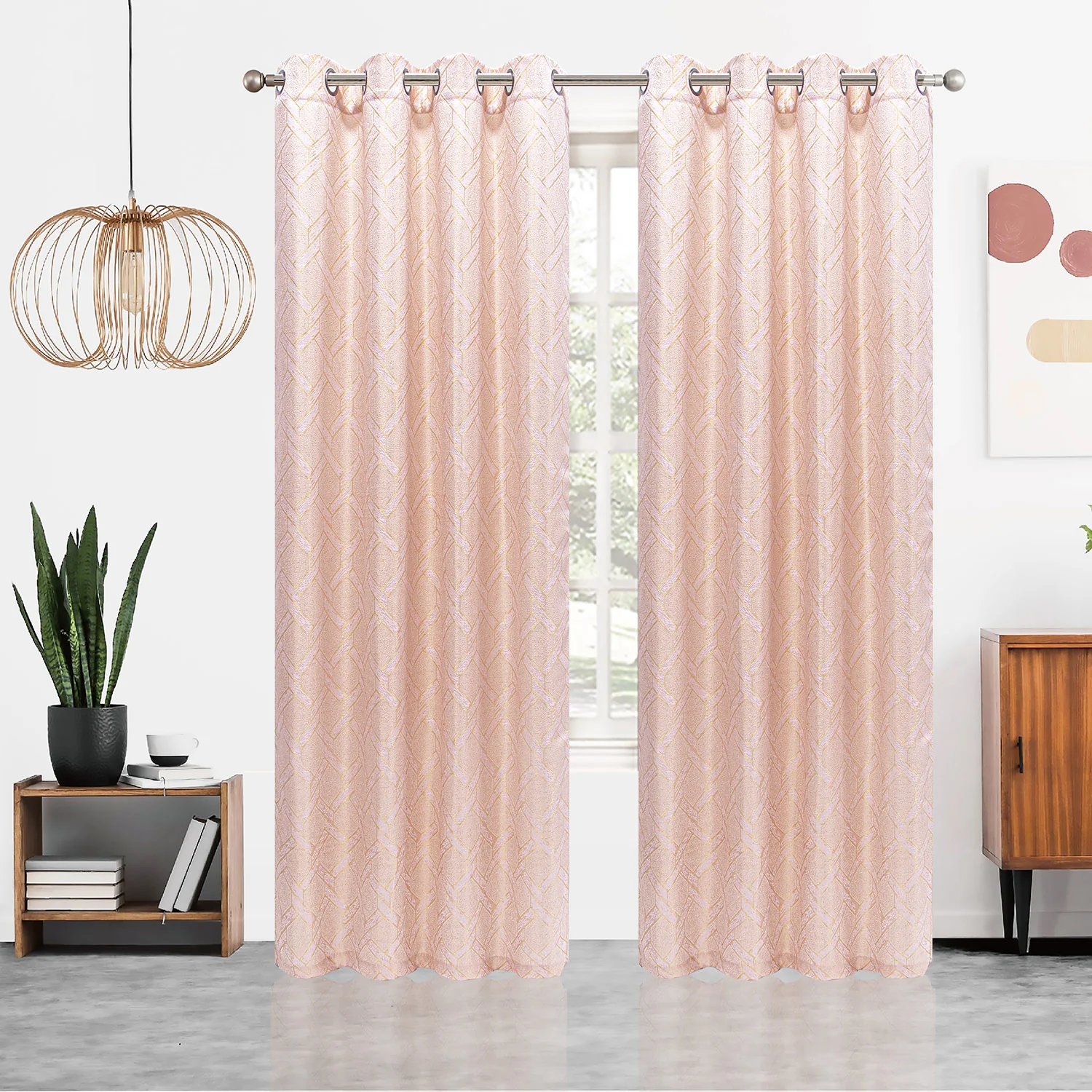 Sharen Chain Link Jacquard Grommet Window Panel, 55x84 Inches - Image 6