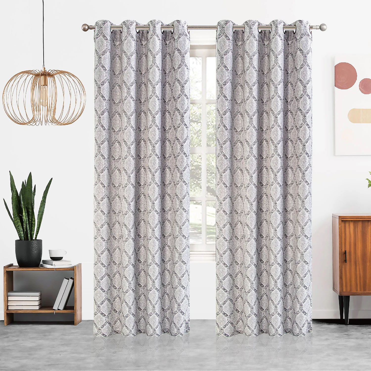 Sharen Chain Link Jacquard Grommet Window Panel, 55x84 Inches - Image 7