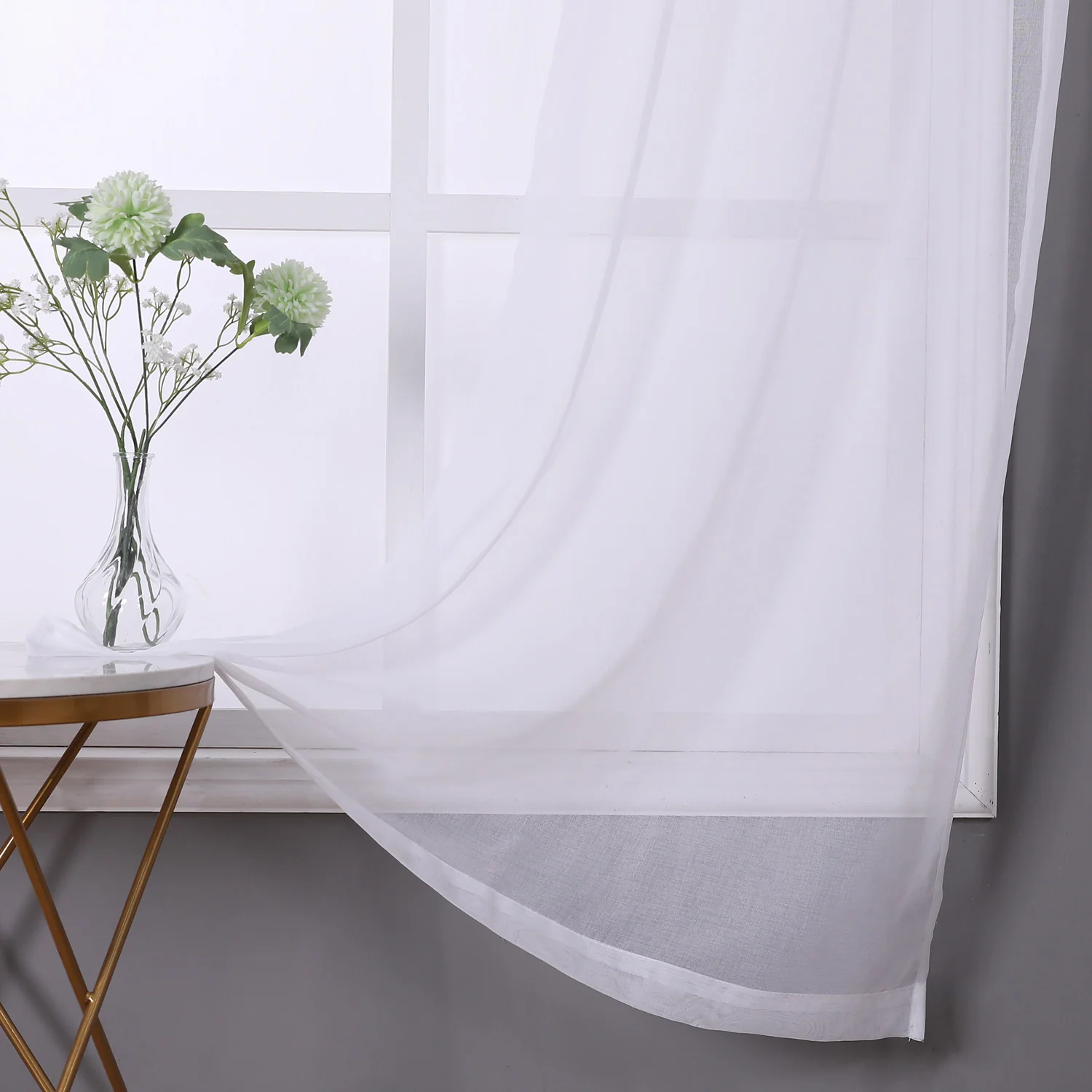 Sheffield 2-Pack Solid Sheer Grommet Window Panel, White, 76x84 Inches - Image 3