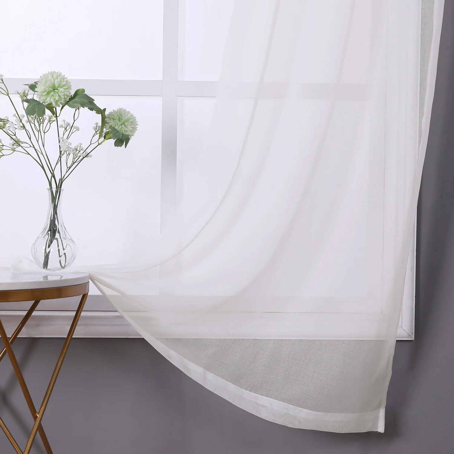 Sheffield 2-Pack Solid Sheer Grommet Window Panel, Beige, 76x84 Inches - Image 3