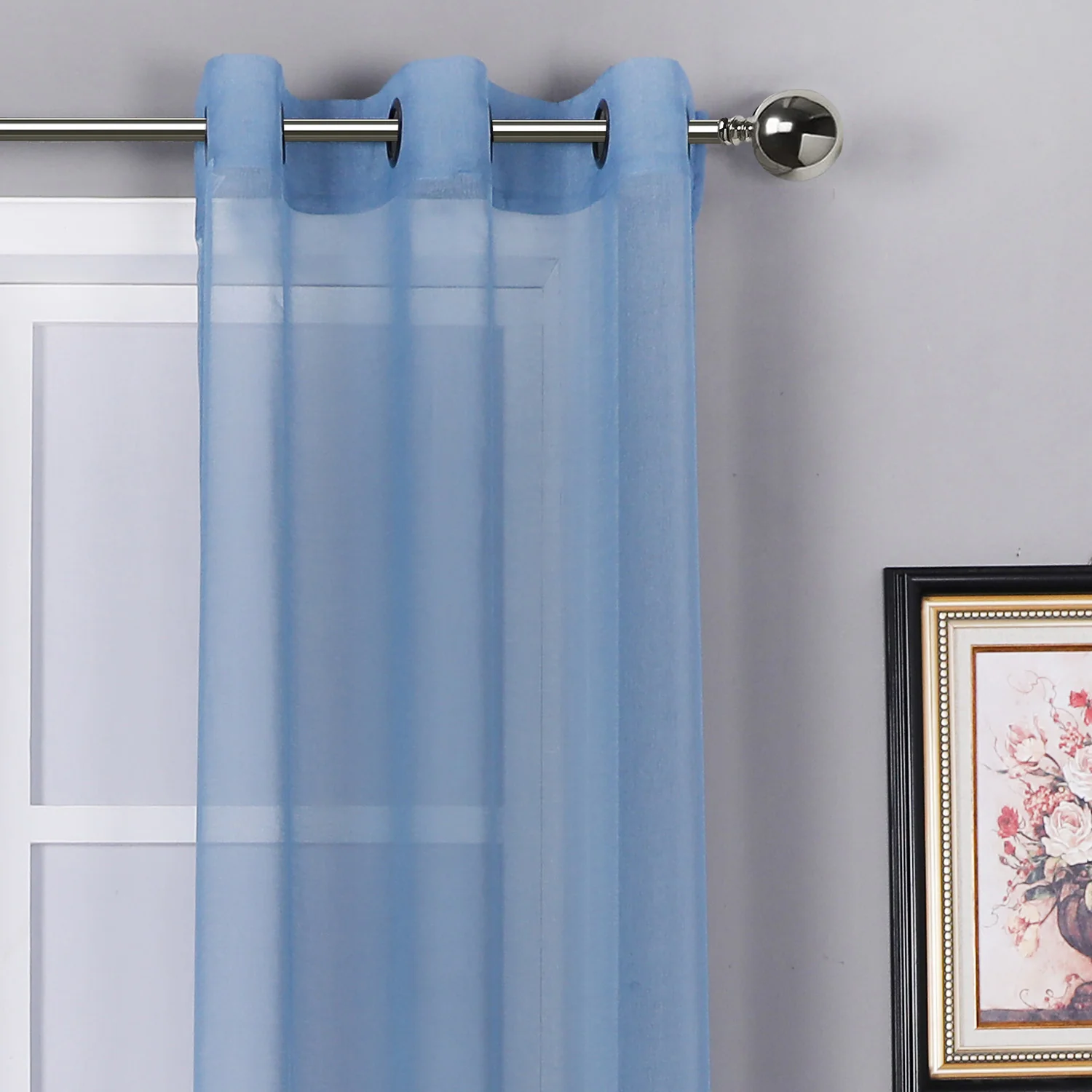 Sheffield 2-Pack Solid Sheer Grommet Window Panel, Blue, 76x84 Inches - Image 2
